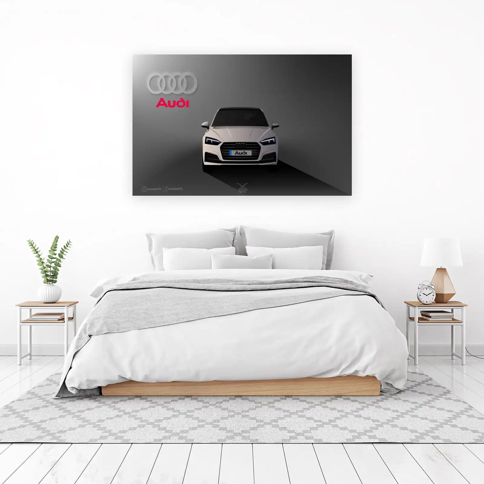 Sleek White Audi A5 Front View Wall Art