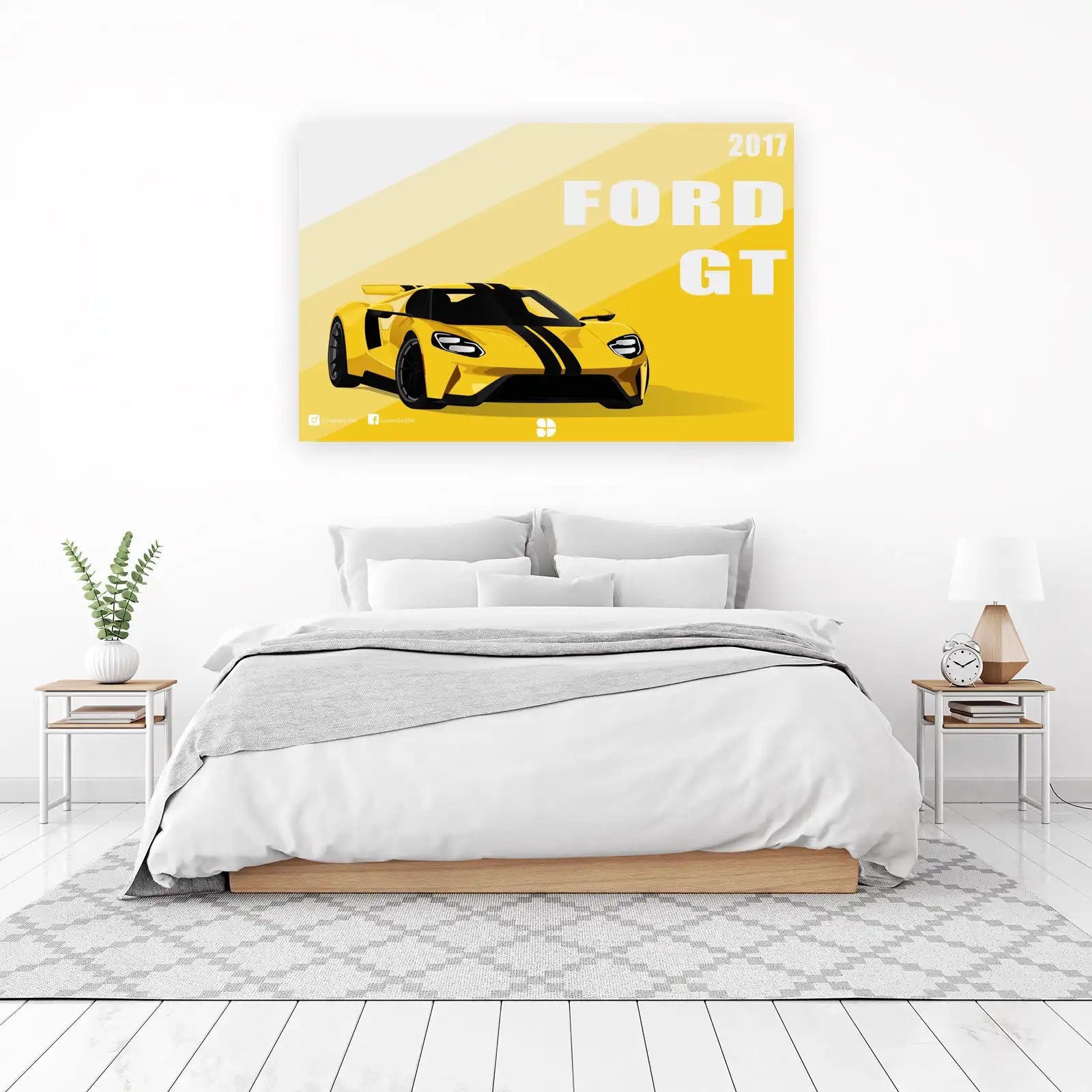 2017 Yellow Ford GT Racing Car Wall Art