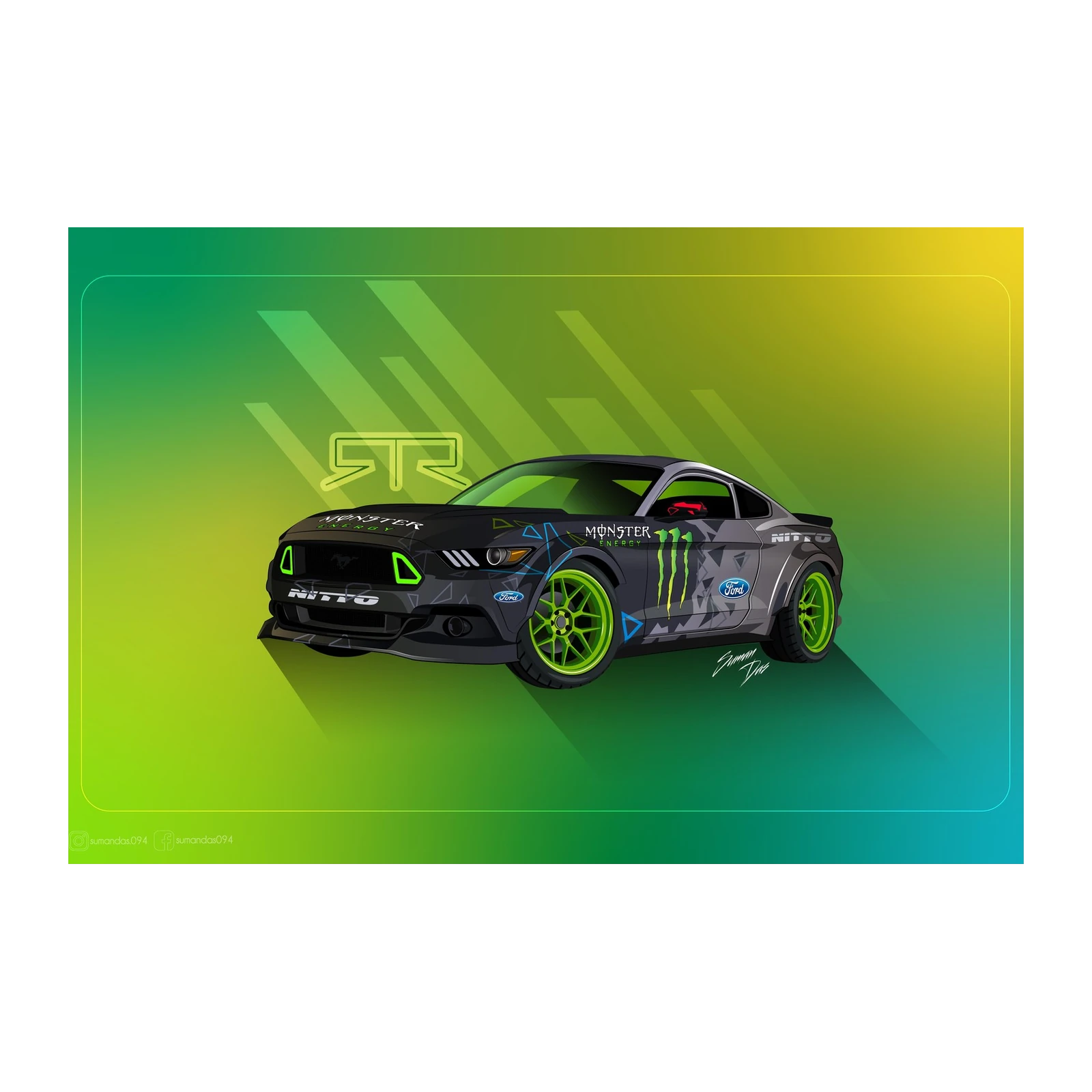Monster Energy Mustang Drift Wall Art