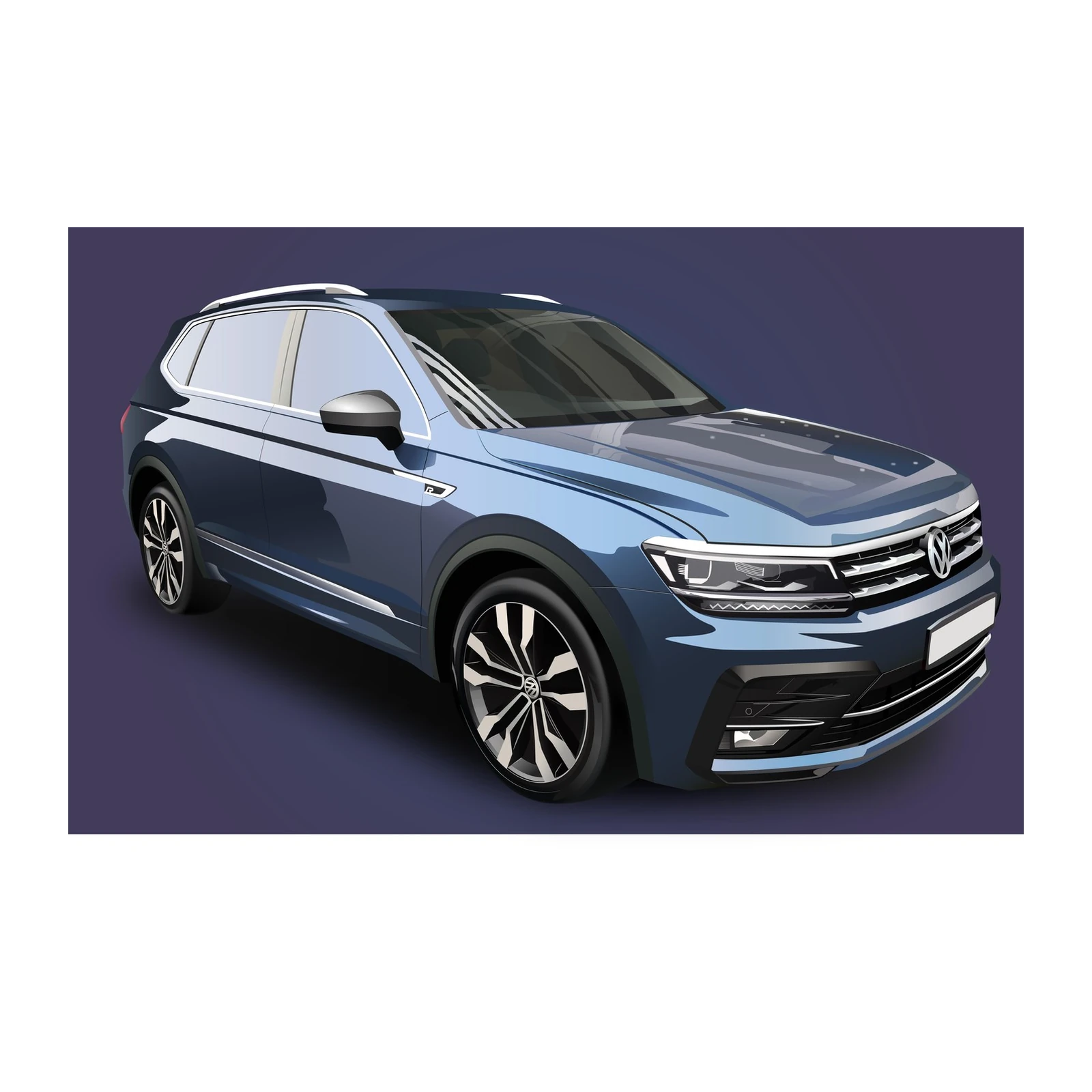 Sleek Blue SUV "R" Line Art Wall Art
