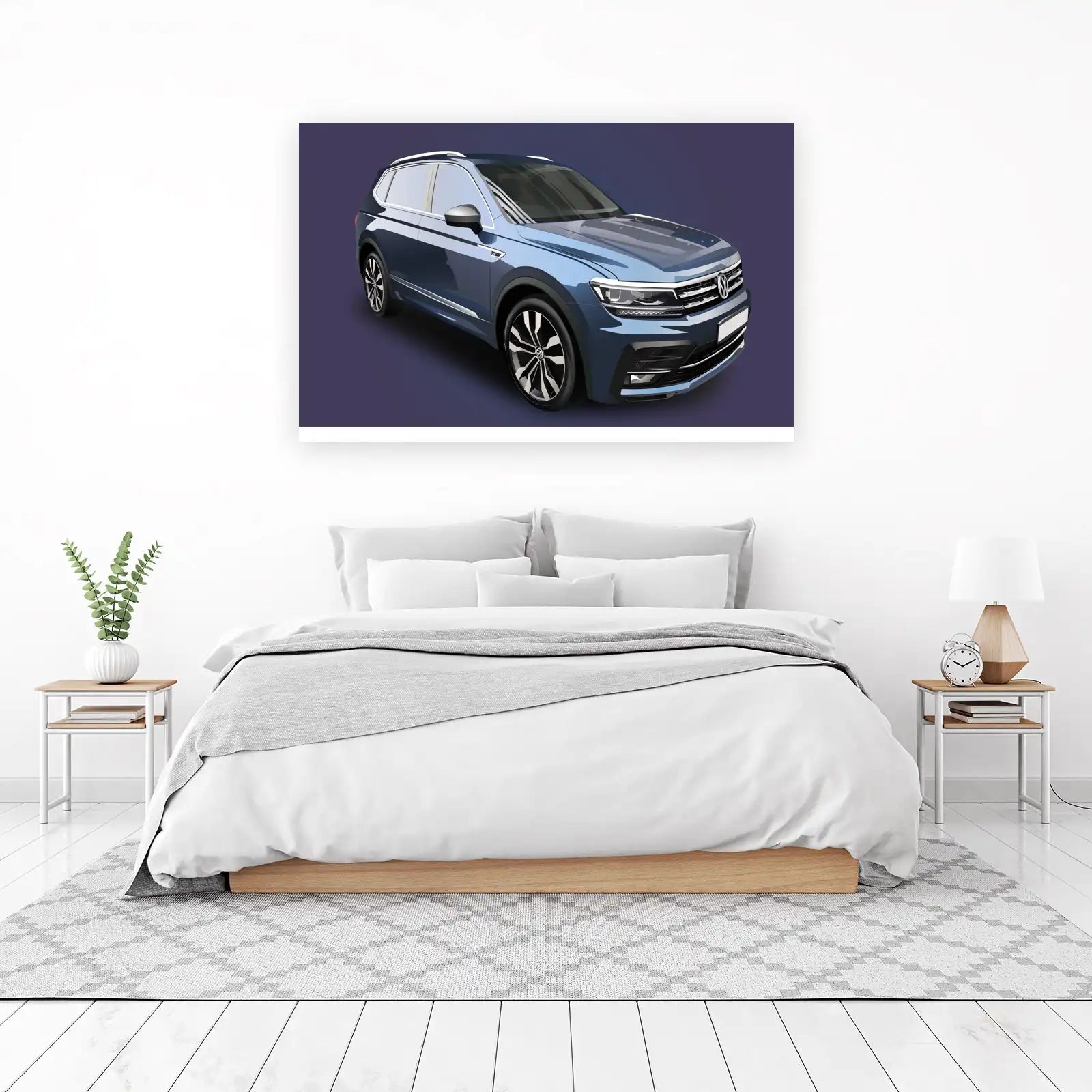 Sleek Blue SUV "R" Line Art Wall Art