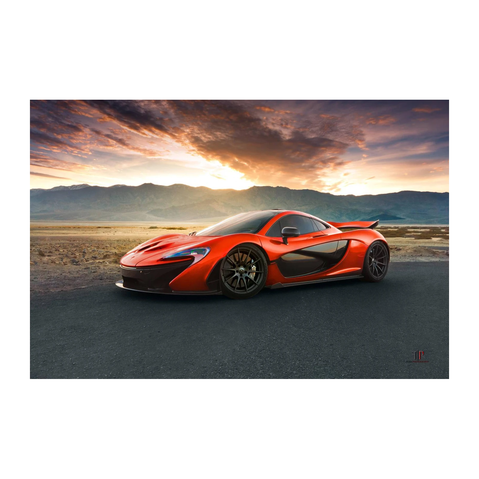 McLaren P1 Orange Supercar Desert Sunset Wall Art
