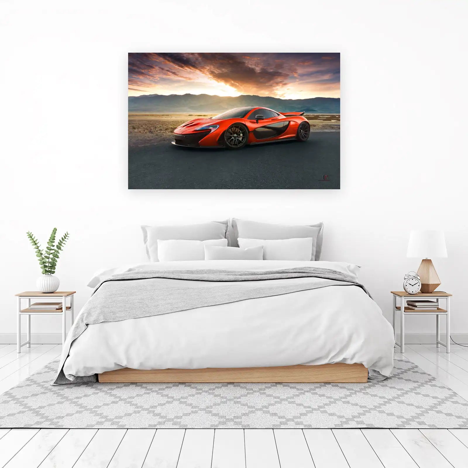 McLaren P1 Orange Supercar Desert Sunset Wall Art