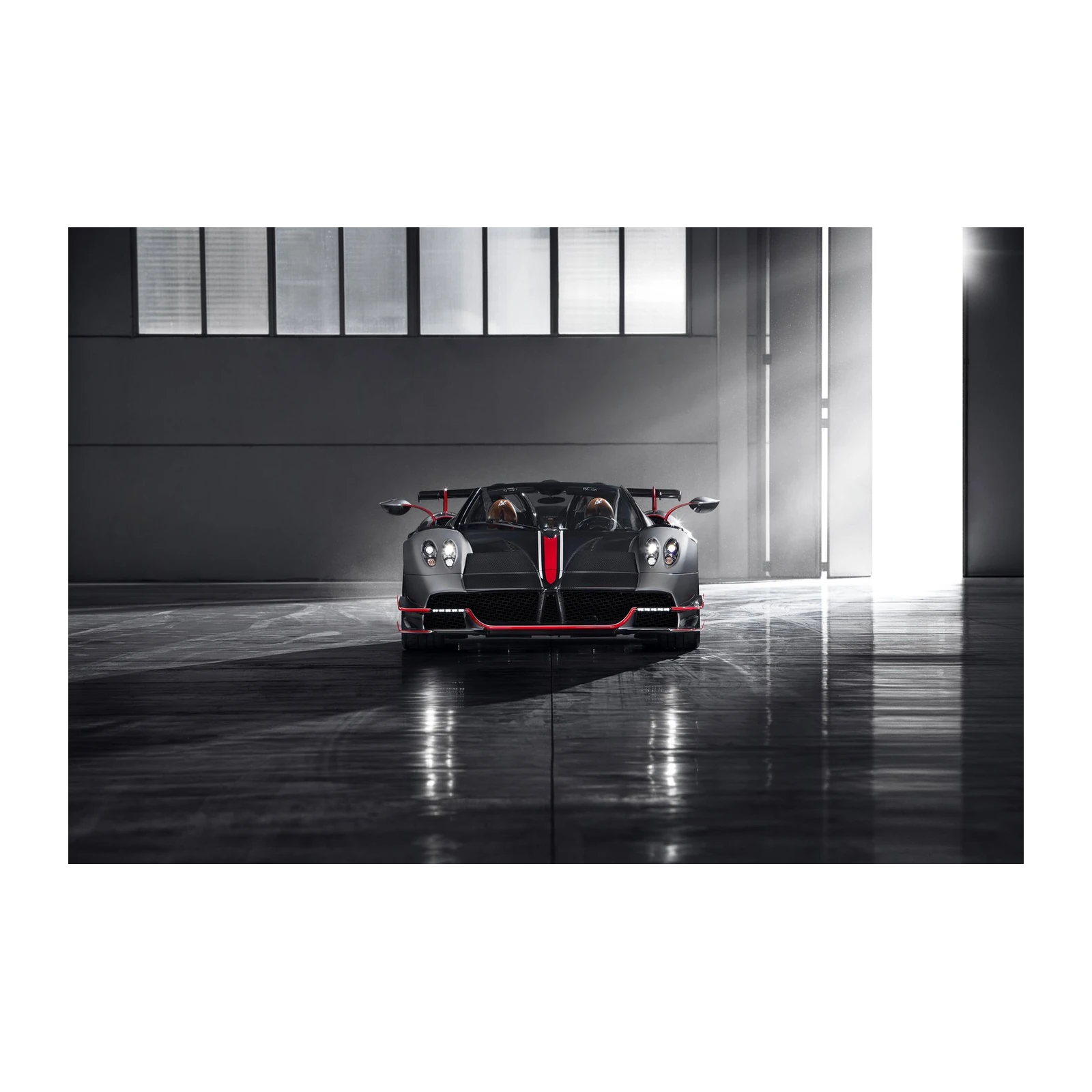 Sleek Black Hypercar with Red Accents Wall Art