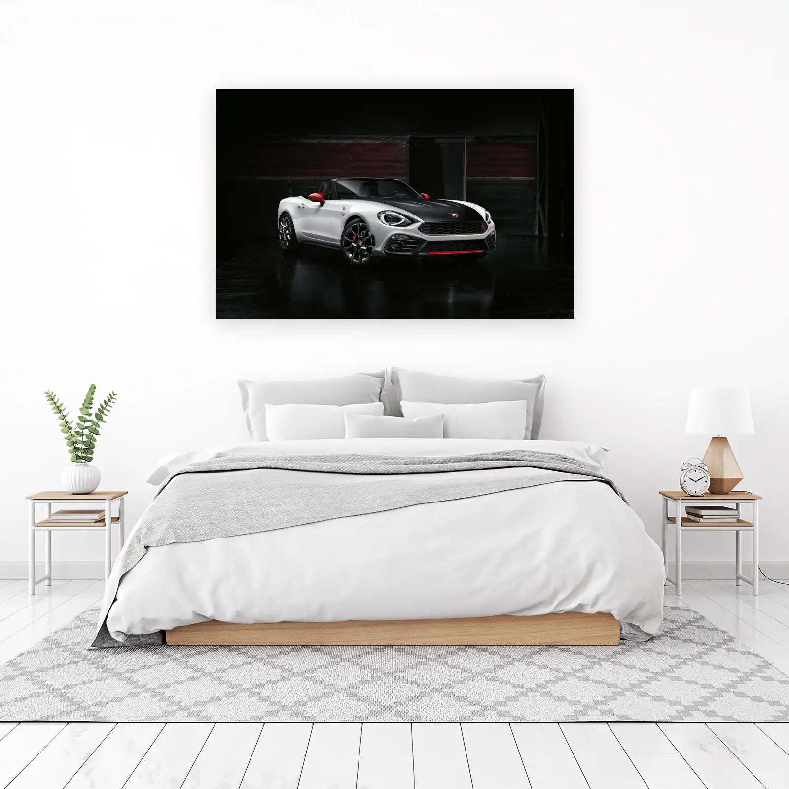 Sleek White Convertible Sports Car Wall Art