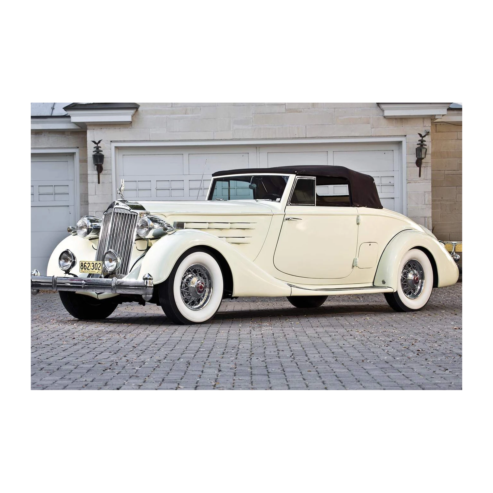 Vintage Cream Convertible Classic Car Wall Art