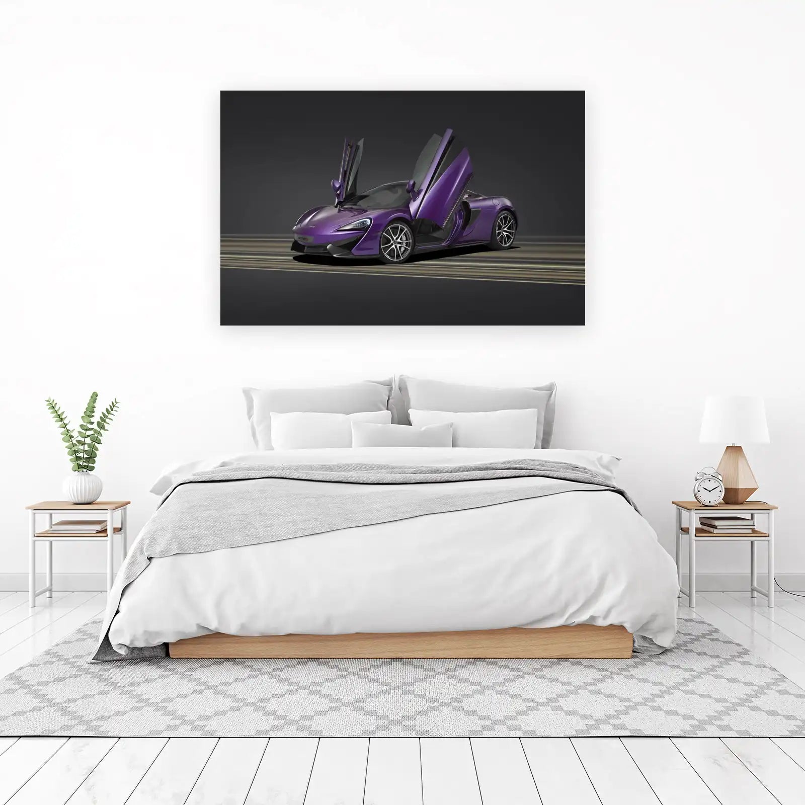 Purple McLaren 570S Doors Up Wall Art