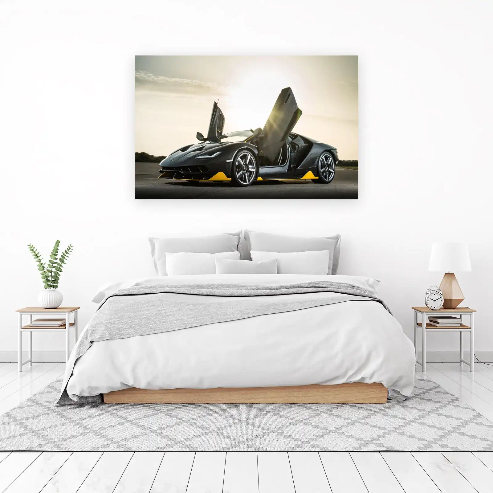 Luxury Black Supercar Doors Up Wall Art