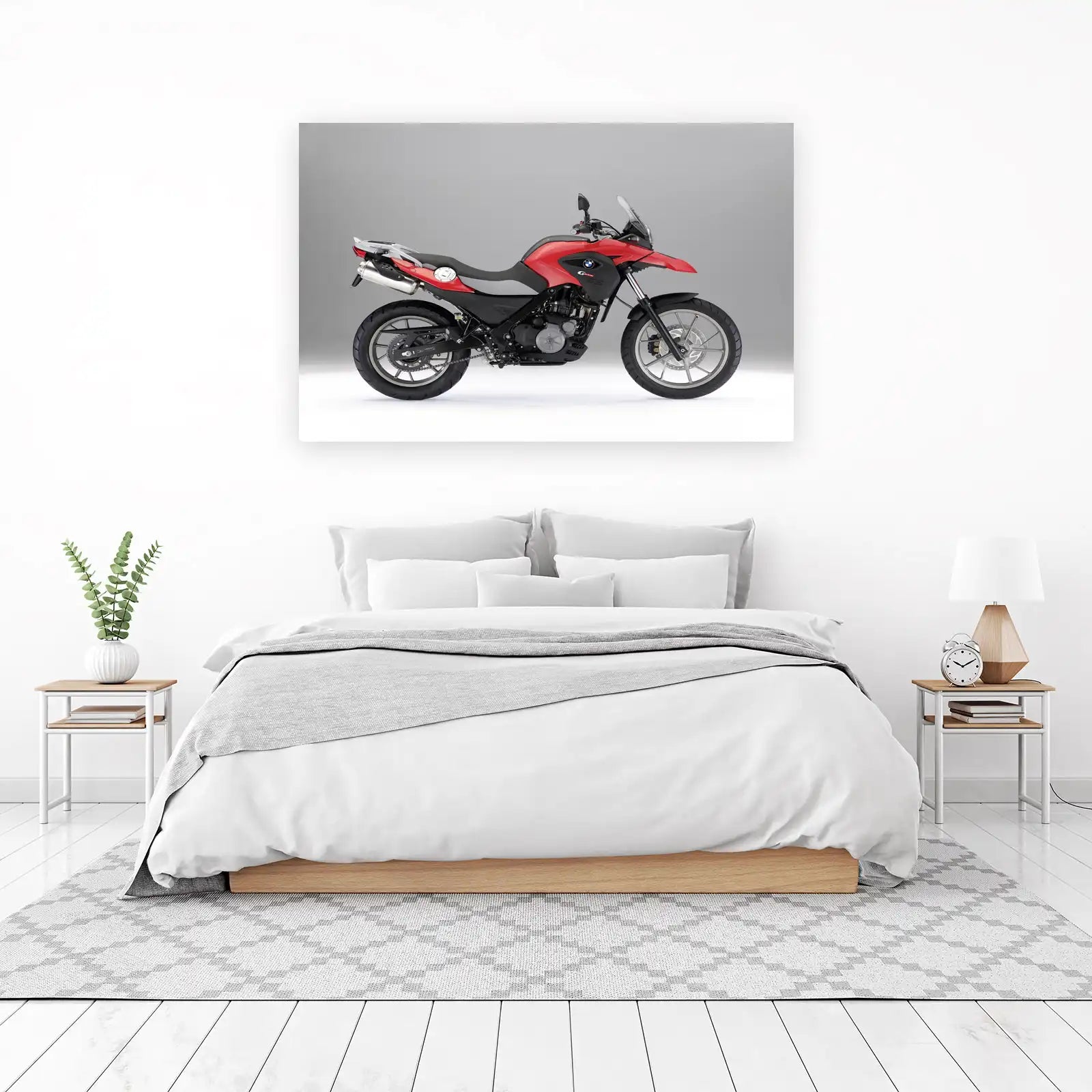 Dynamic Red BMW Motorcycle Art Wall Art