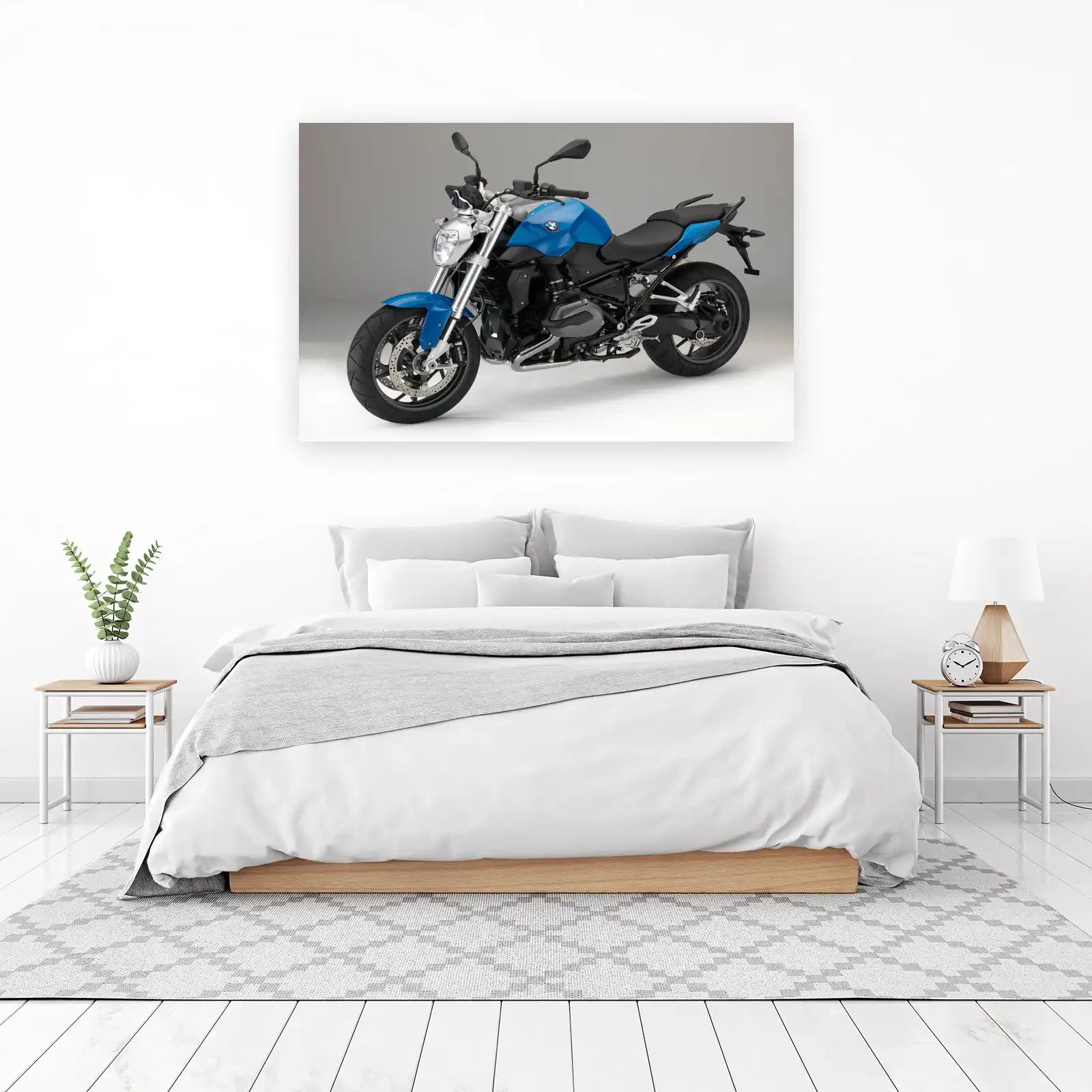 Dynamic Blue BMW Motorcycle Art Wall Art