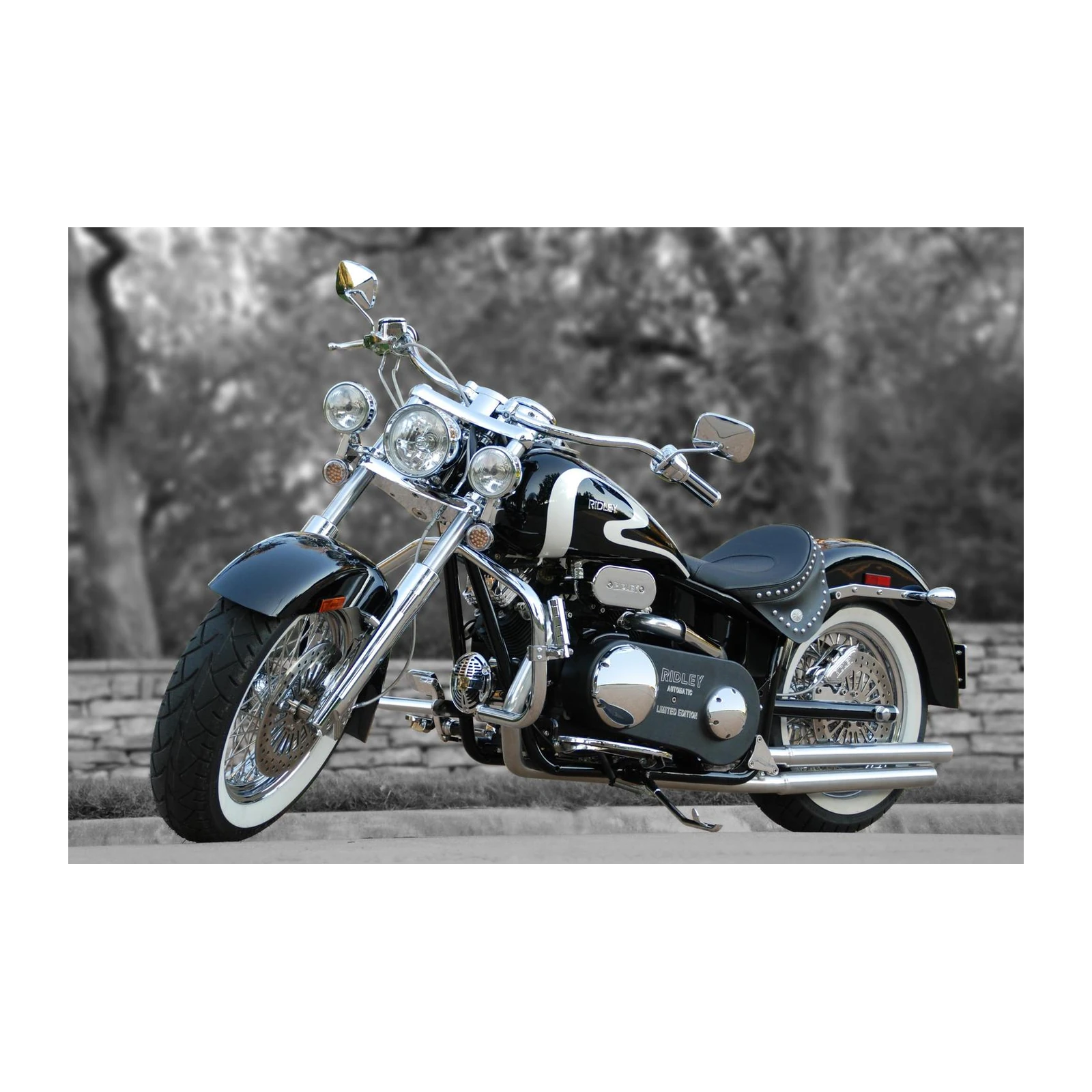 Classic Chrome Chopper Motorcycle Wall Art