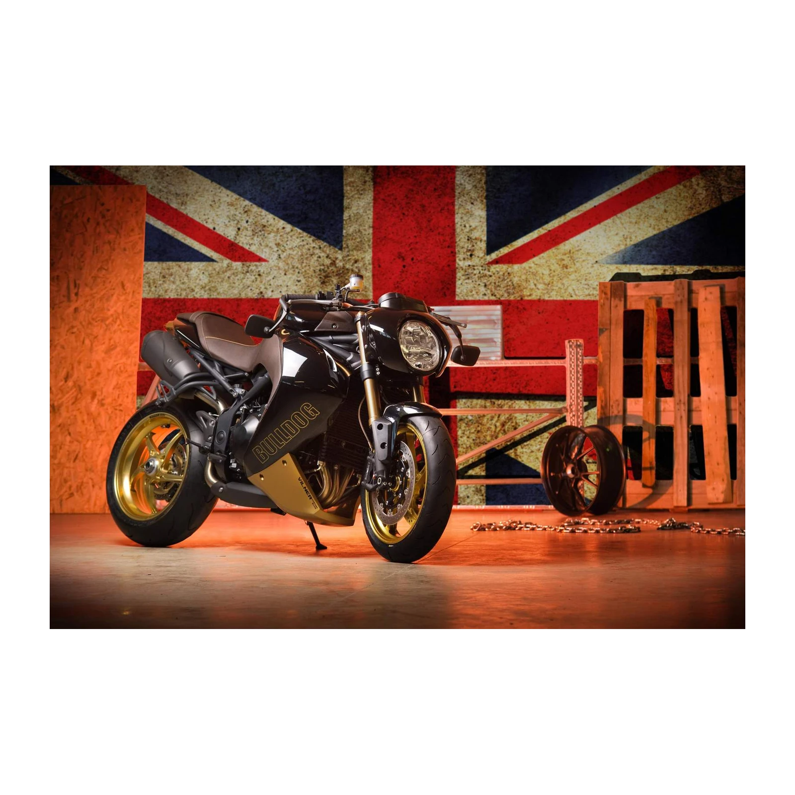 British Bulldog Motorcycle Union Jack Wall Art
