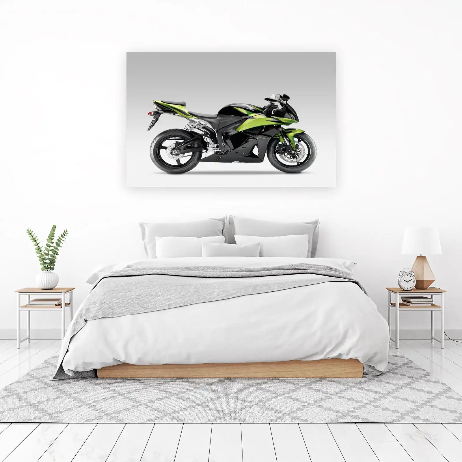 Honda CBR Sport Bike Green Black Wall Art