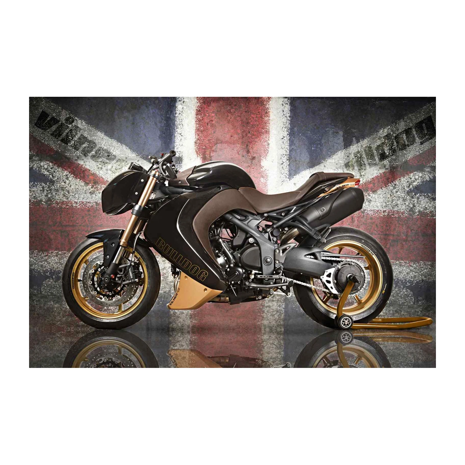 Union Jack Bulldog Motorcycle Wall Art