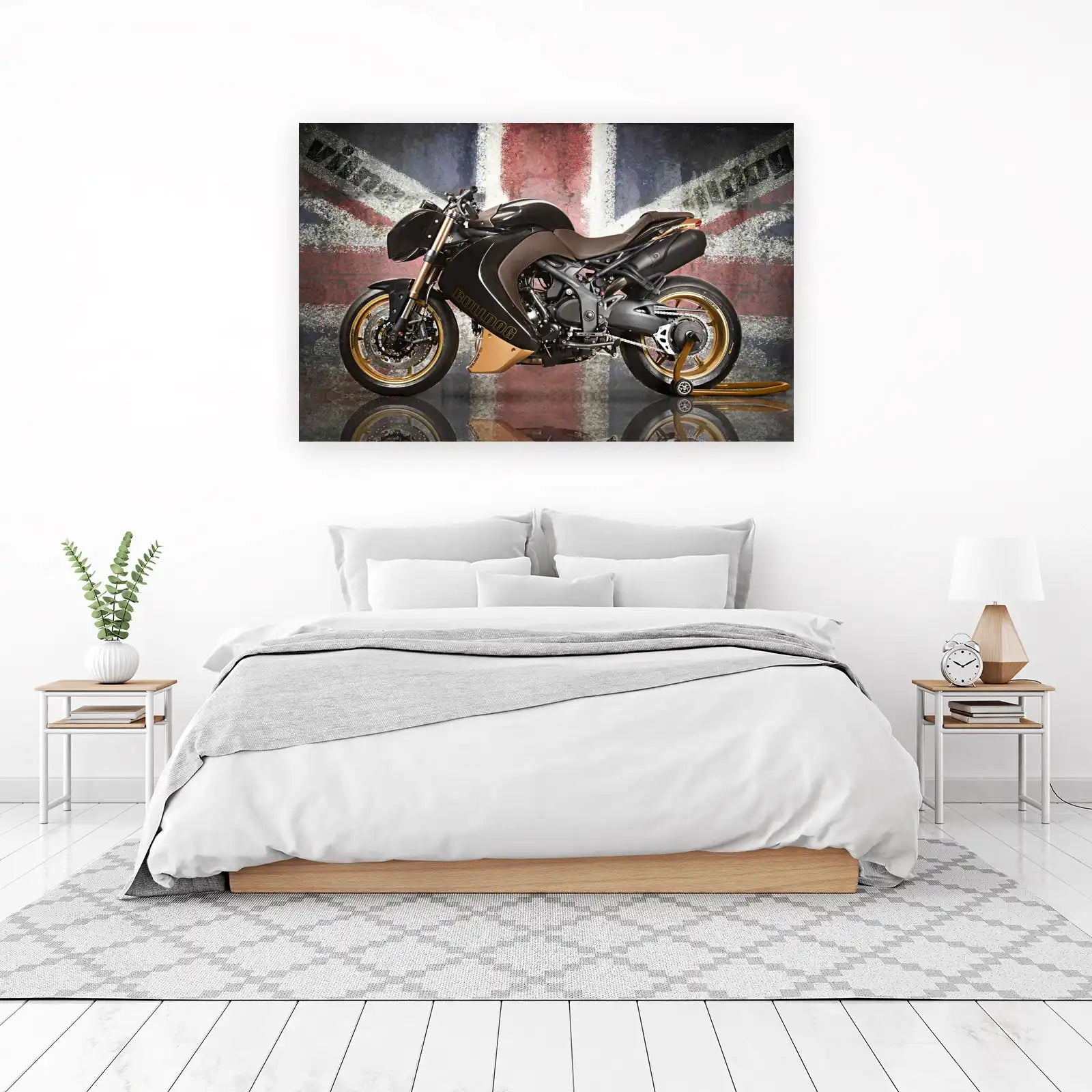 Union Jack Bulldog Motorcycle Wall Art