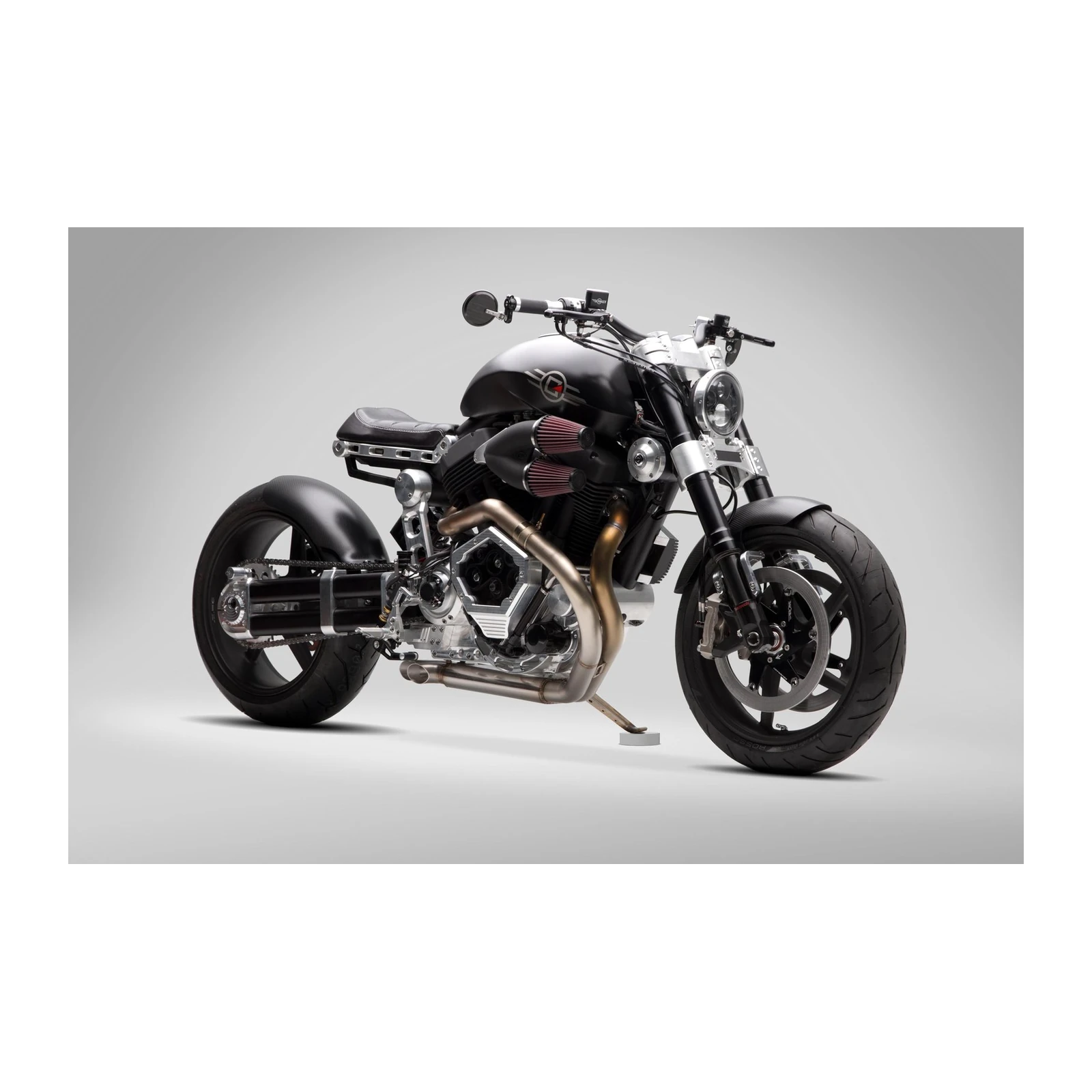 Bold Motorcycle Chrome & Black Wall Art