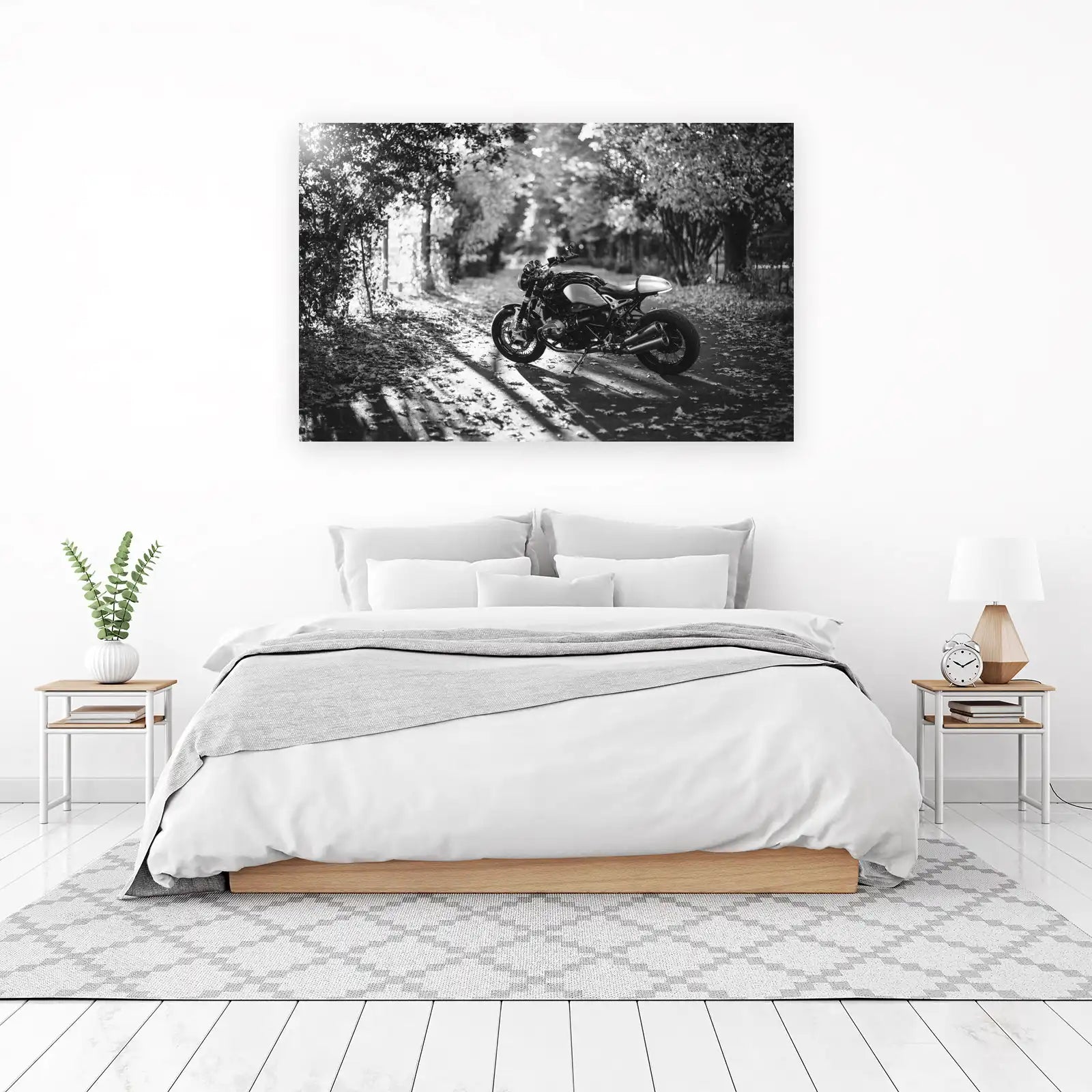 Retro Motorcycle in Autumn Alley Wall Art