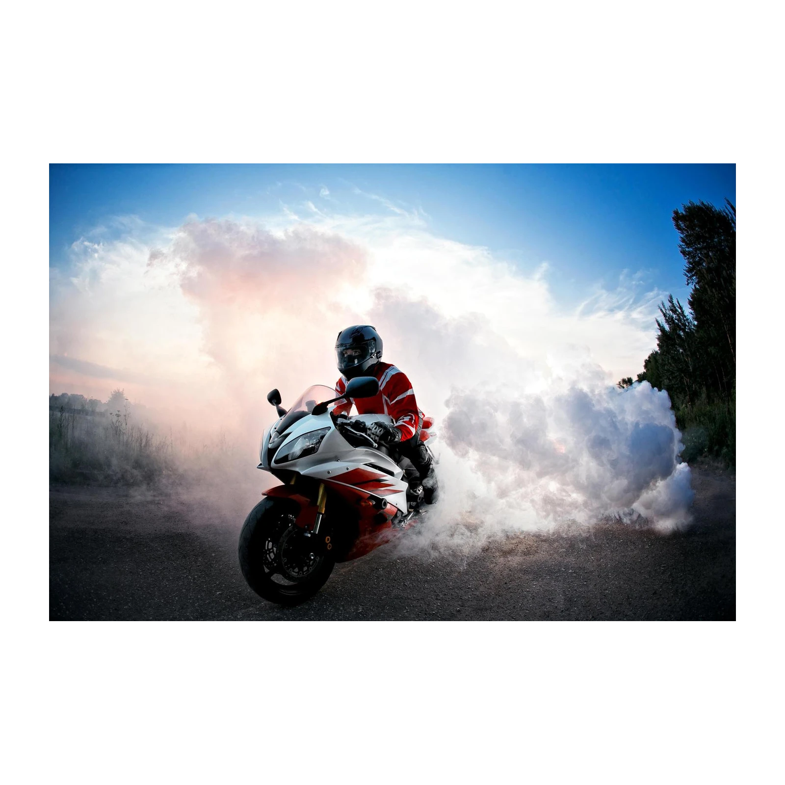 Dynamic Motorcycle Burnout Wall Art
