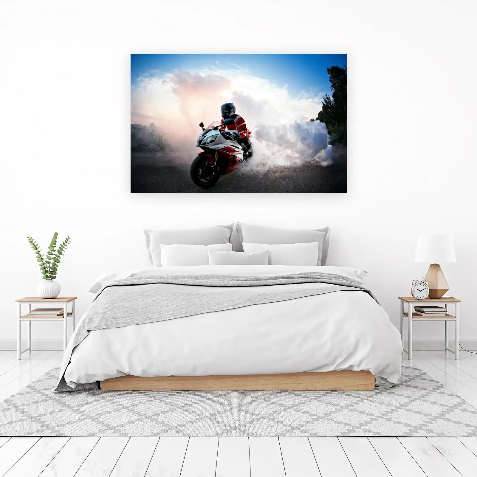 Dynamic Motorcycle Burnout Wall Art