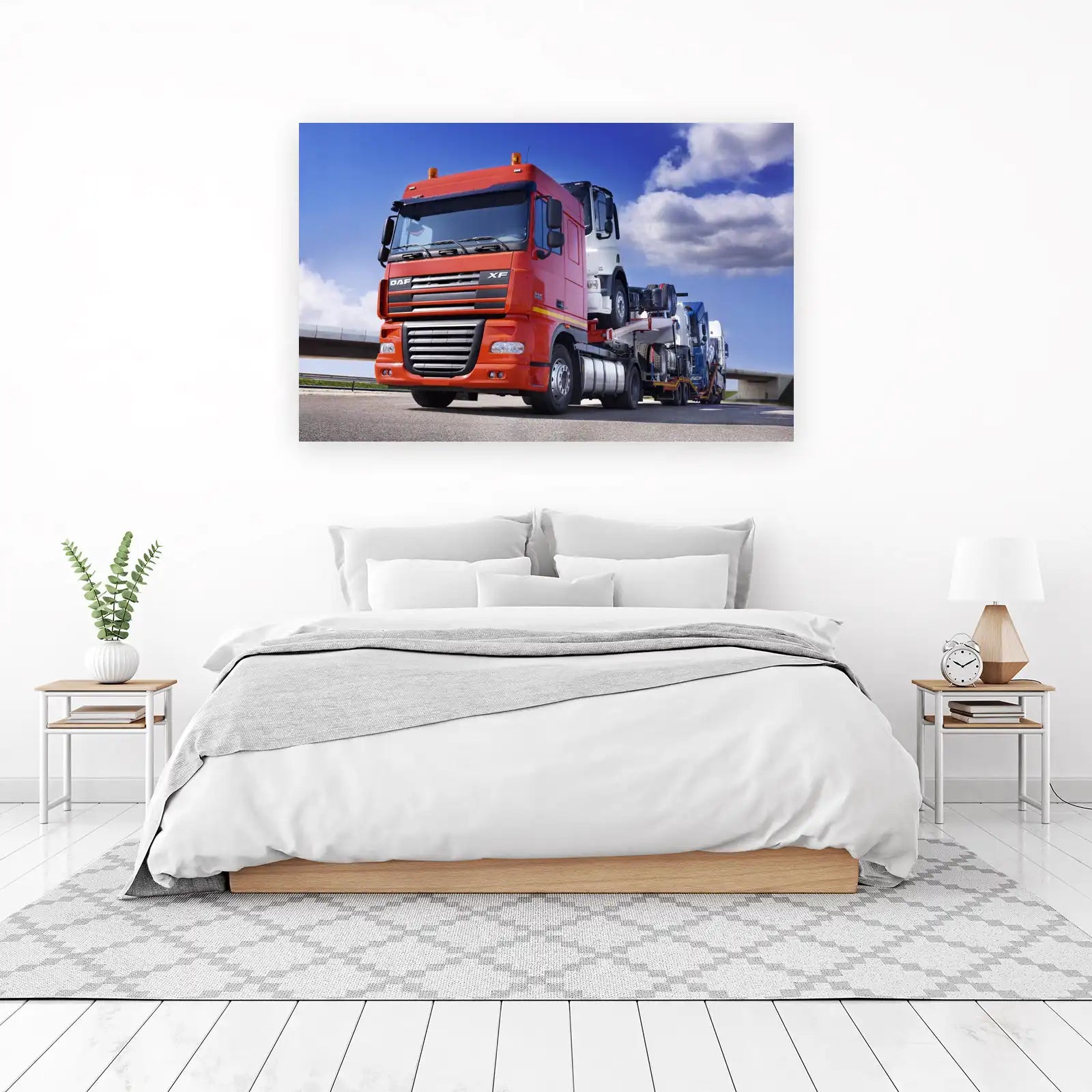 Bold Orange & White Trucks Wall Art