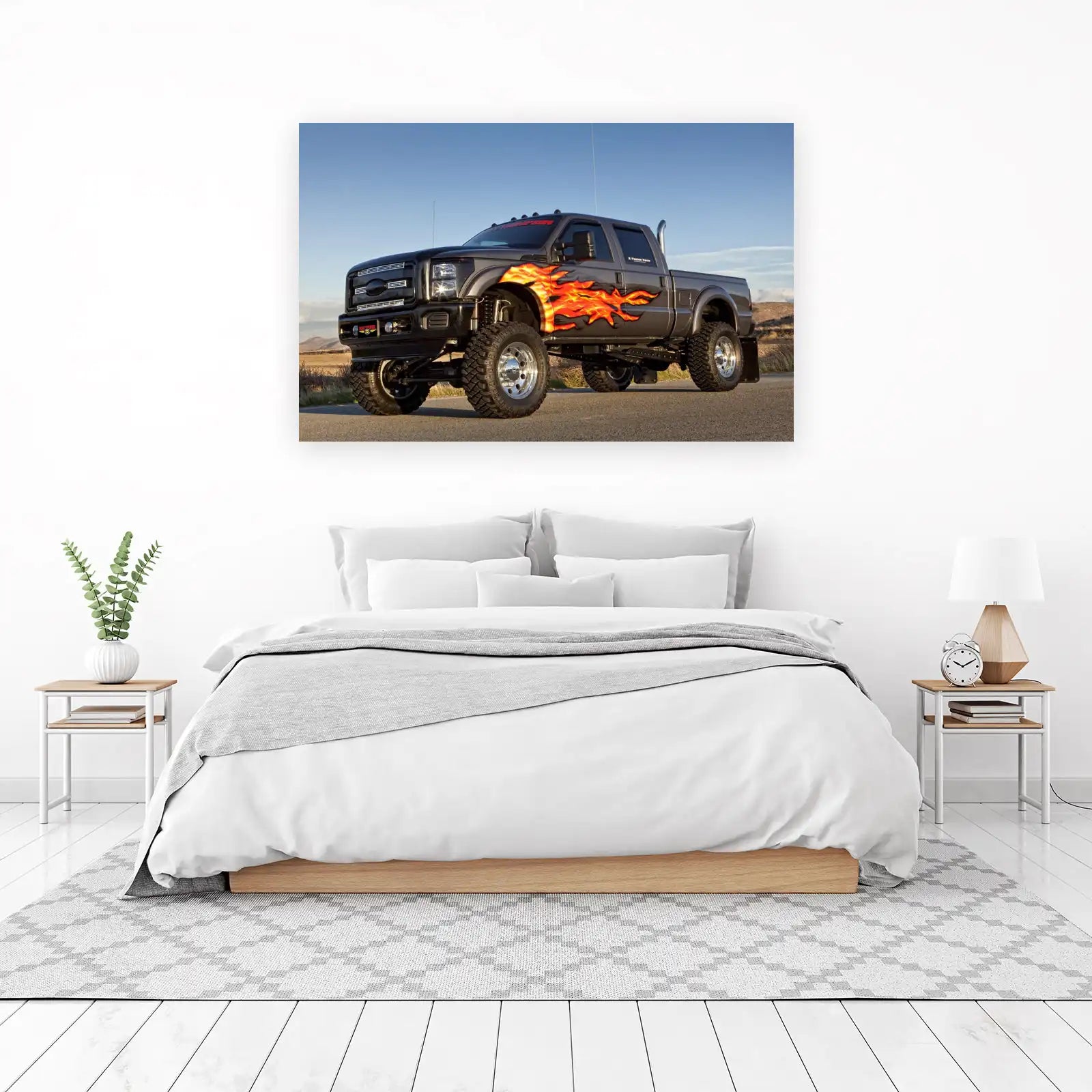 Fiery Flames Monster Truck Wall Art