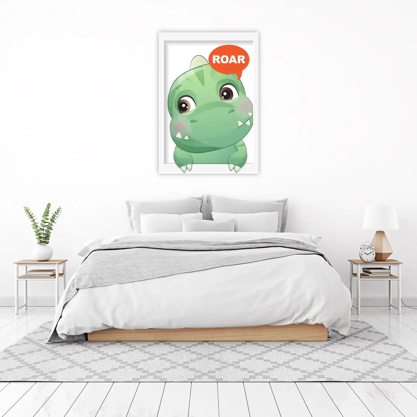 Cute Dinosaur Roar Kids Room Wall Art