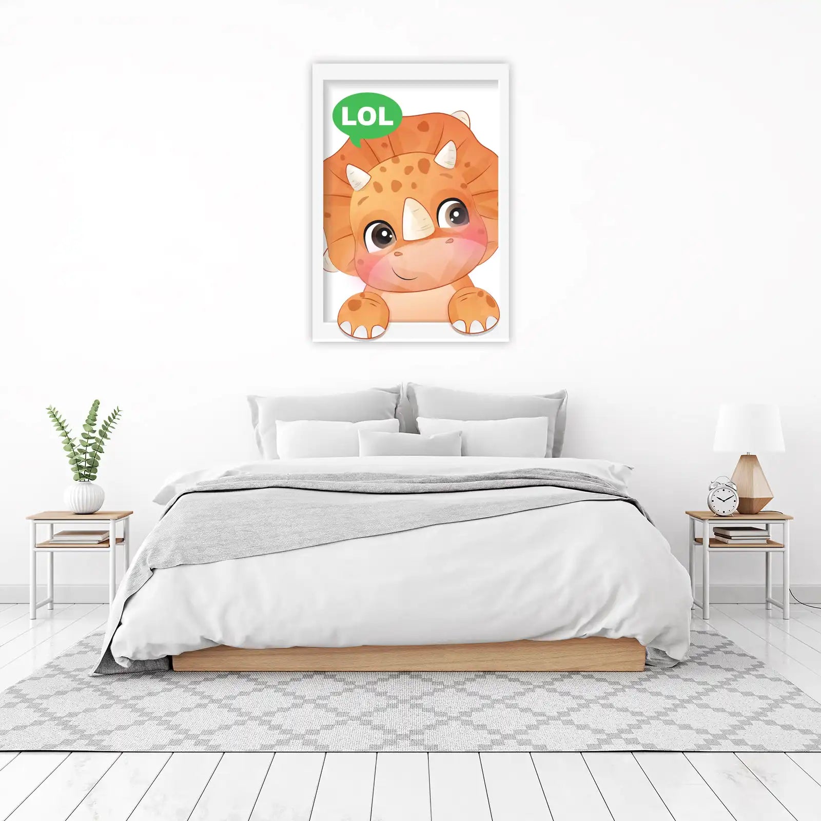 Cute Dinosaur LOL Funny Kids Room Wall Art