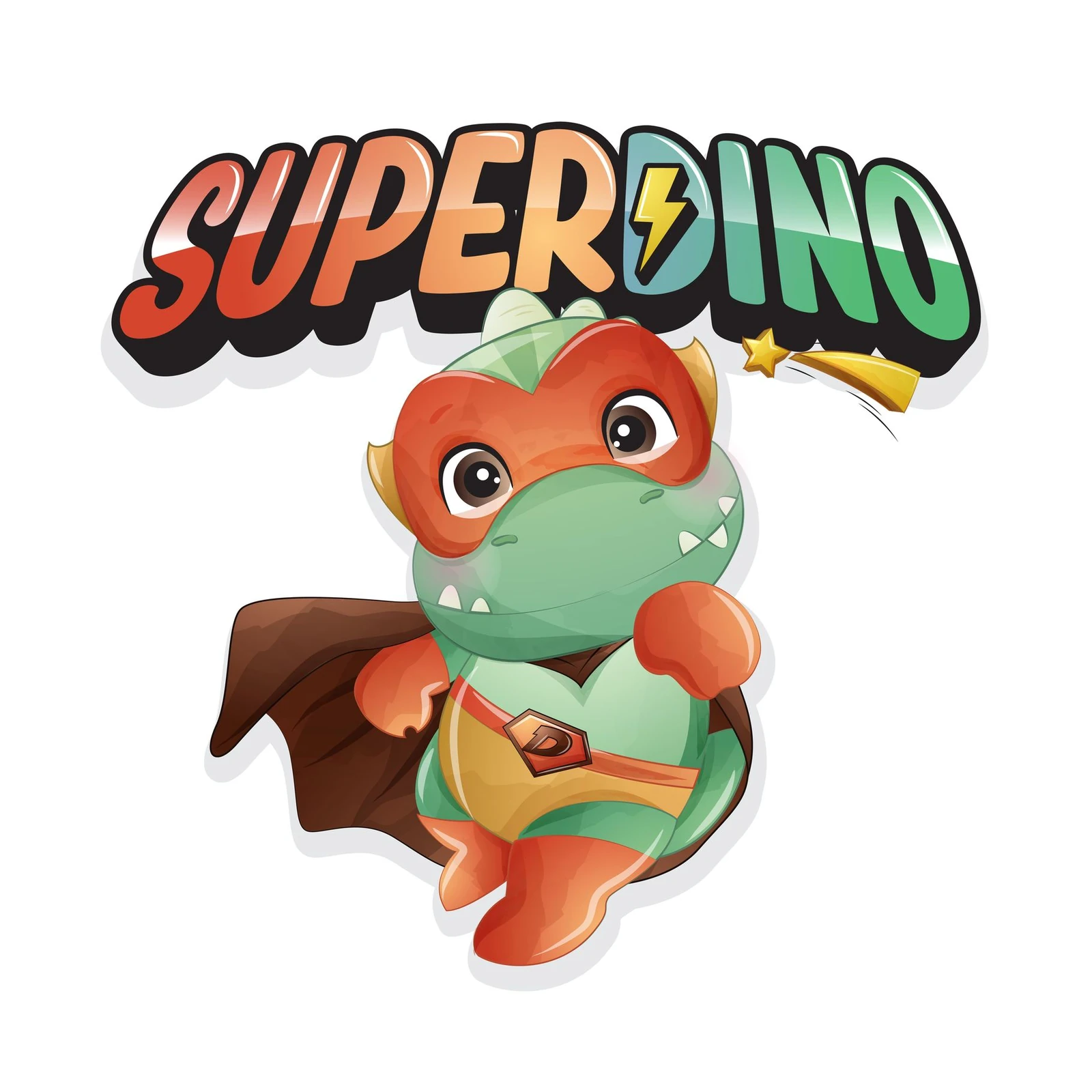 Super Dino Superhero Watercolor Wall Art