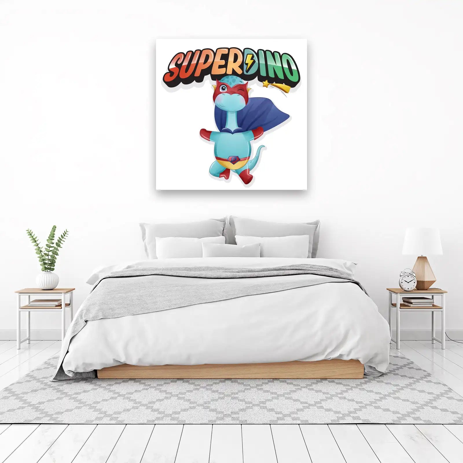 Superhero Dino Cute Kids Room Wall Art Wall Art