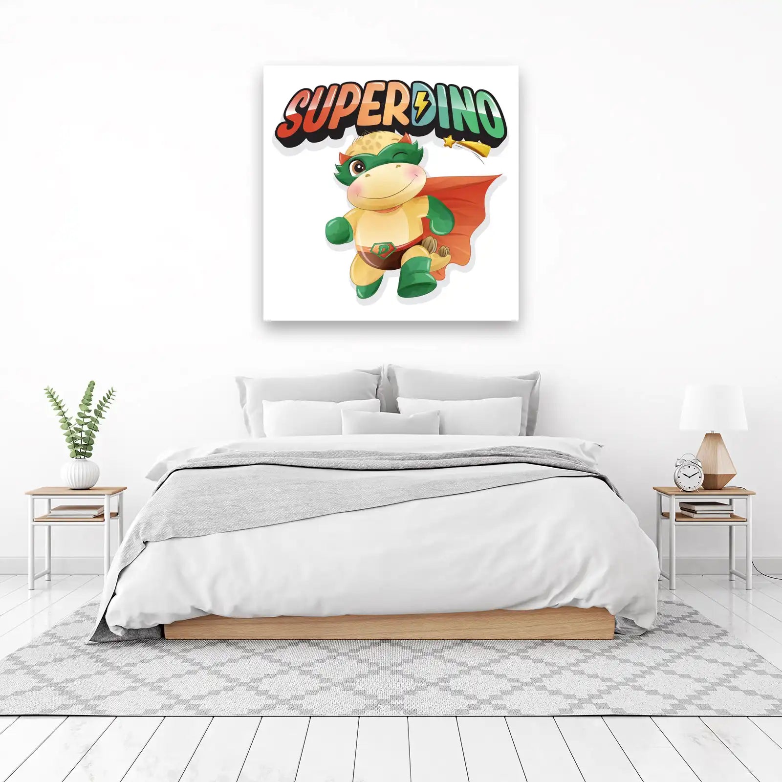 Super Dino Superhero Kids Room Wall Art