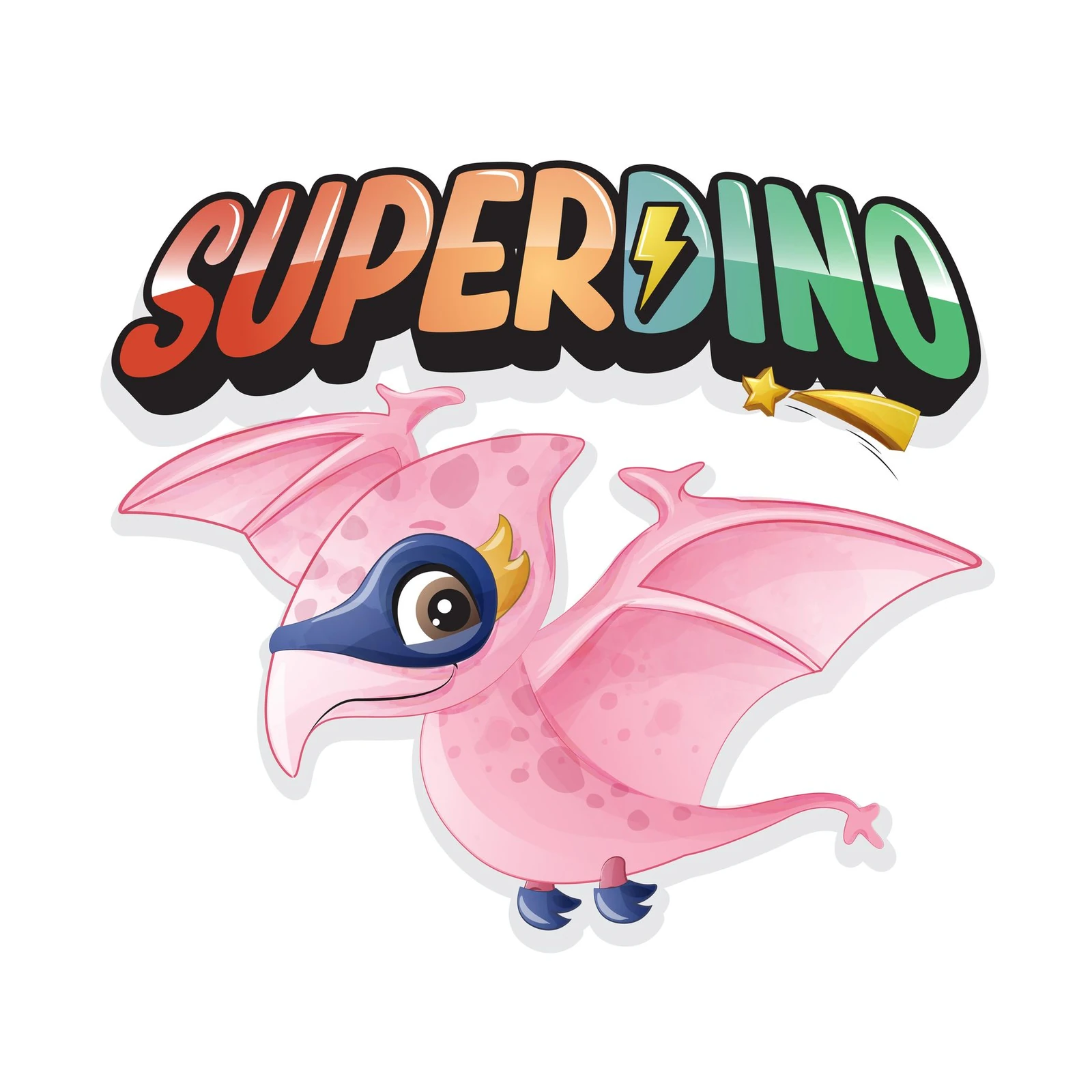 Adorable Pink Pterodactyl Super Dino Wall Art