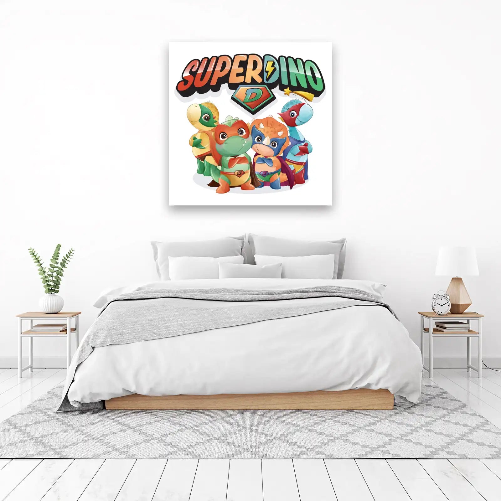 Adorable Super Dino Kids Wall Art Wall Art