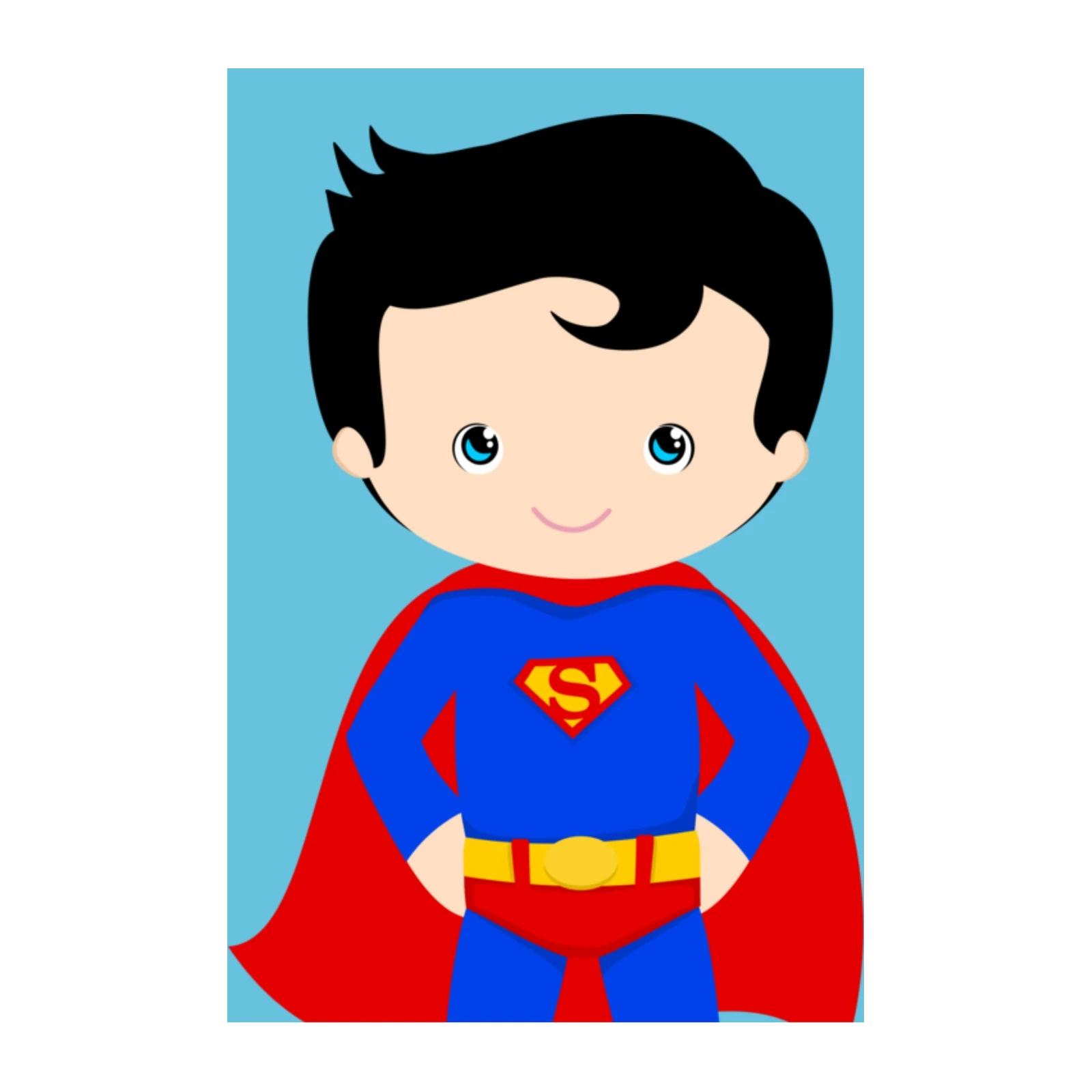 Cute Superhero Boy with Cape Wall Art