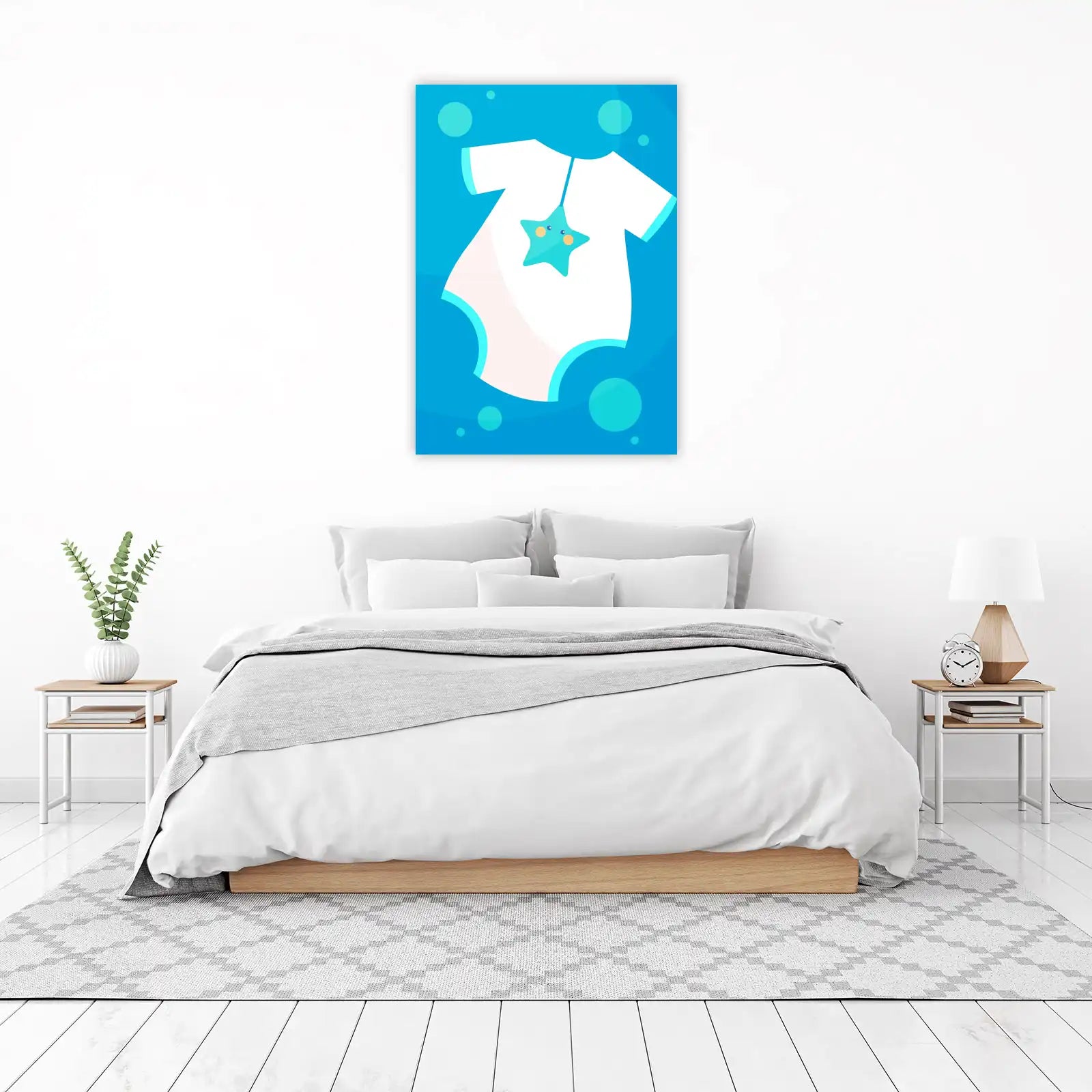 Cute Star Baby Onesie Blue Bubbles Wall Art