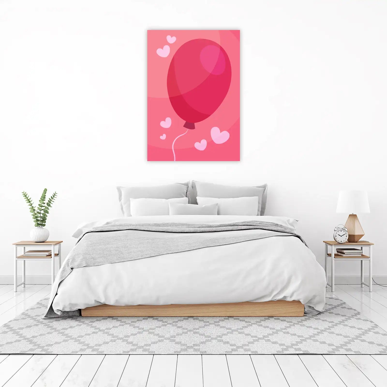 Whimsical Pink Balloon & Hearts Wall Art