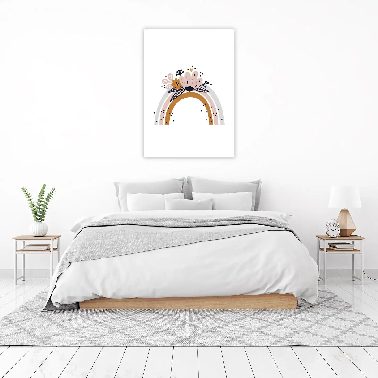 Boho Floral Rainbow Nursery Wall Art
