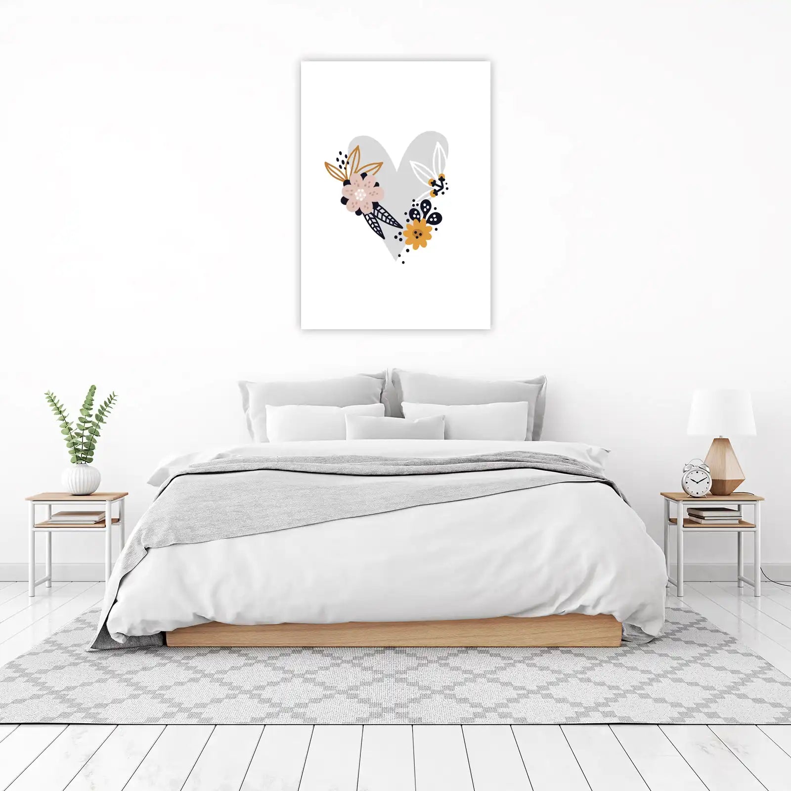 Whimsical Floral Heart Art Wall Art