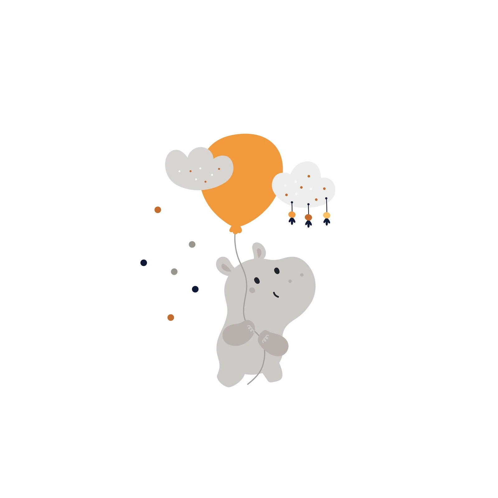 Cute Hippo with Balloon Nursery Wall Art