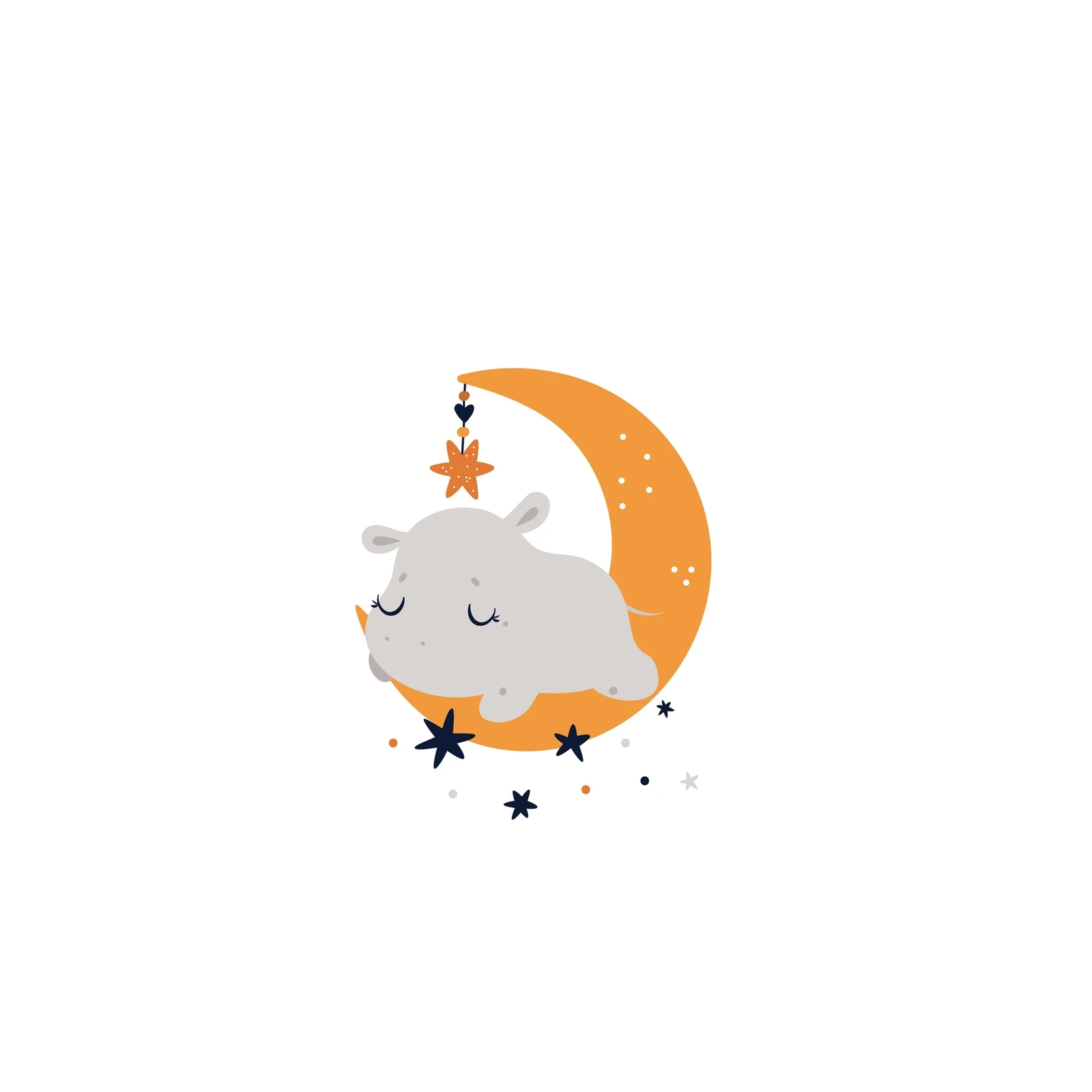 Dreamy Hippo Moon Nursery Wall Art Wall Art