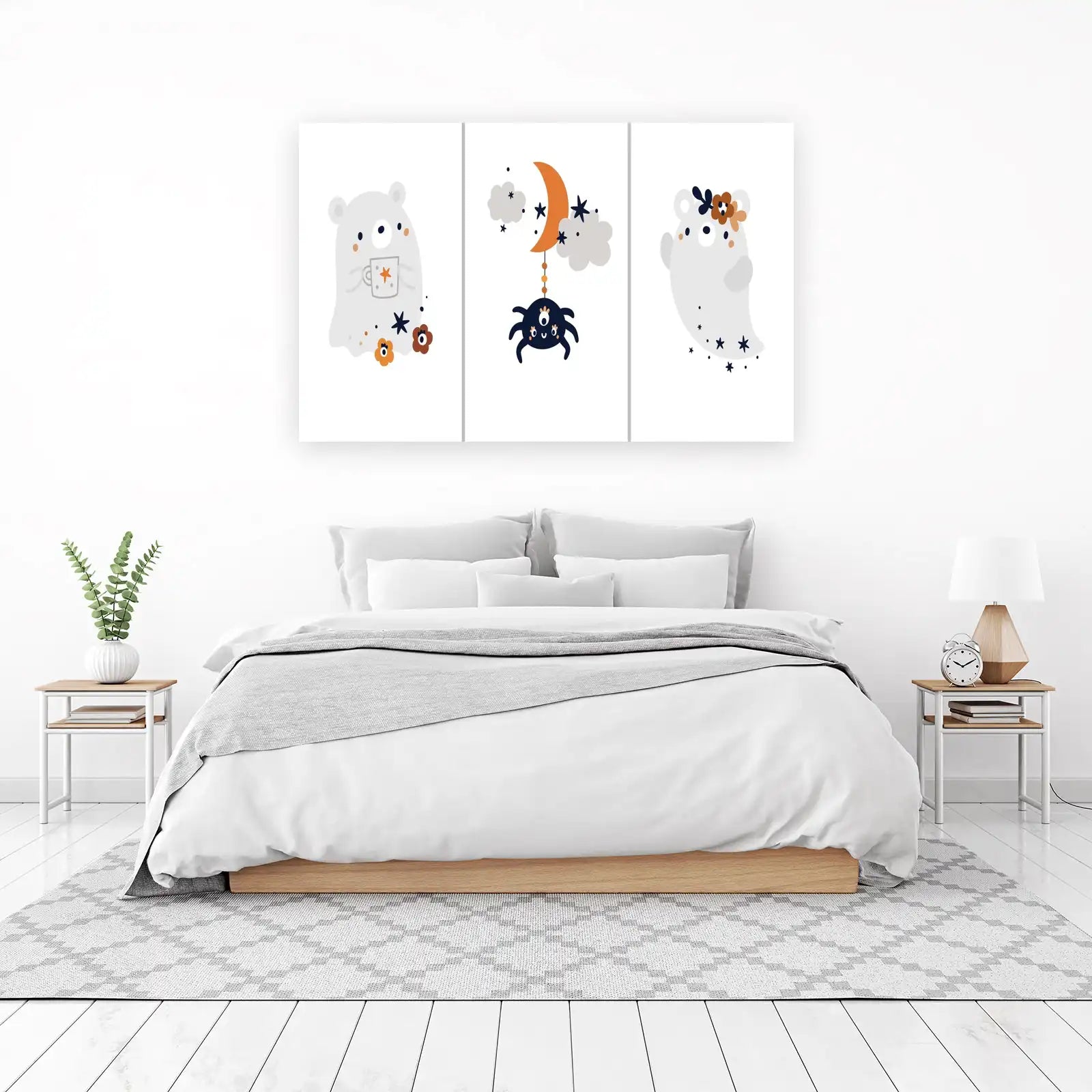 Cute Ghost & Spider Halloween Wall Art Wall Art