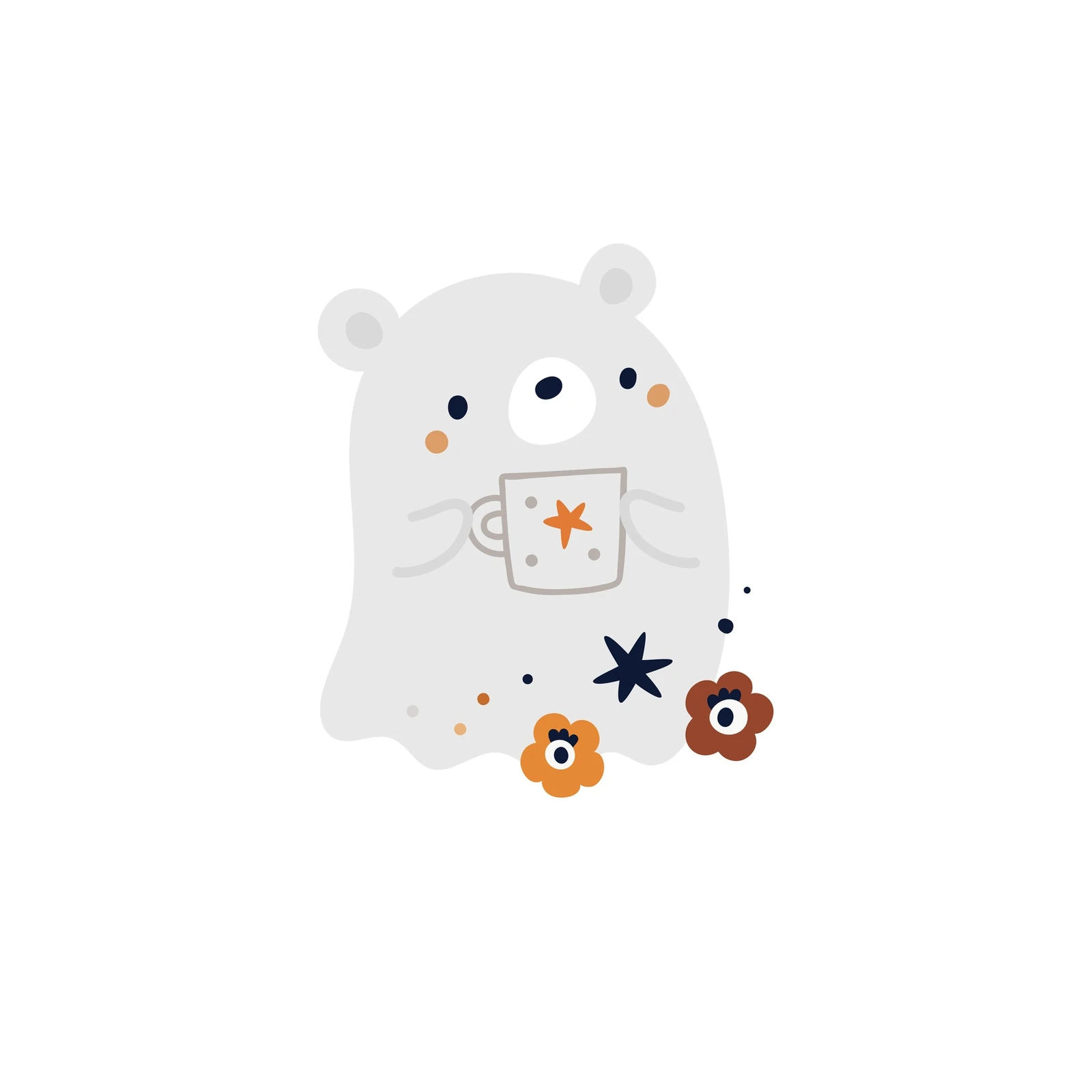 Cute Ghost Bear Cozy Mug Wall Art