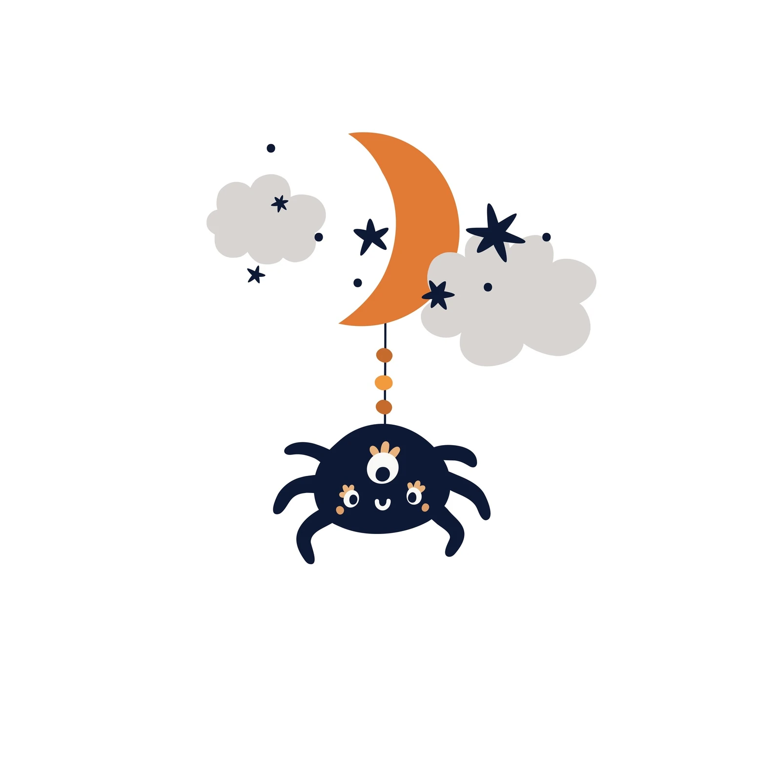 Cute Spider & Moon Boho Nursery Wall Art Wall Art
