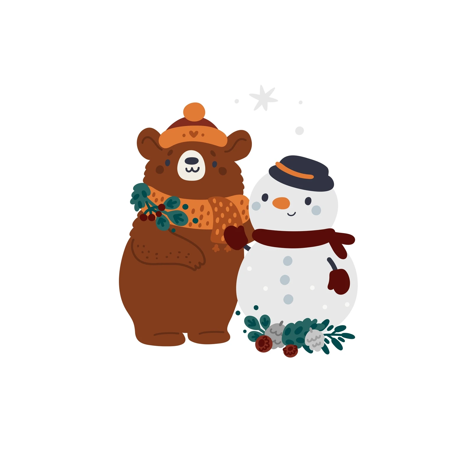 Charming Bear & Snowman Holiday Wall Art