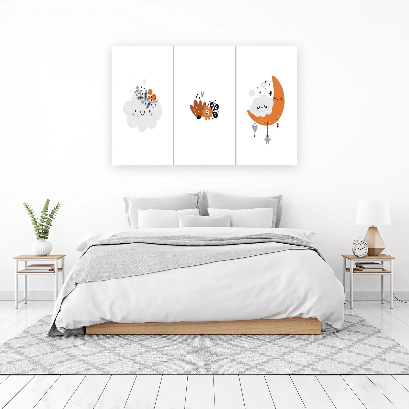 Cute Boho Celestial Cloud & Moon Wall Art