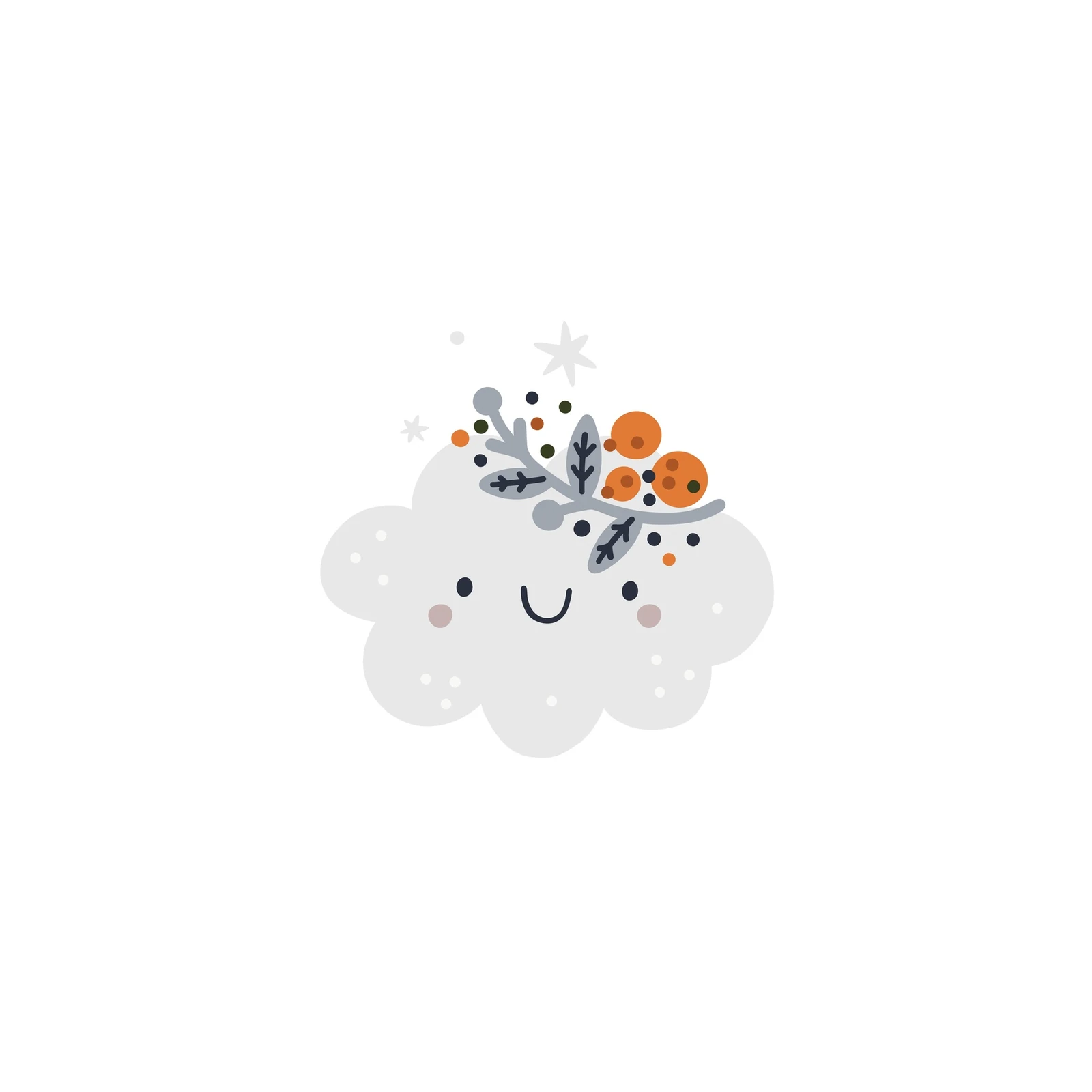 Whimsical Cloud with Berries Wall Art