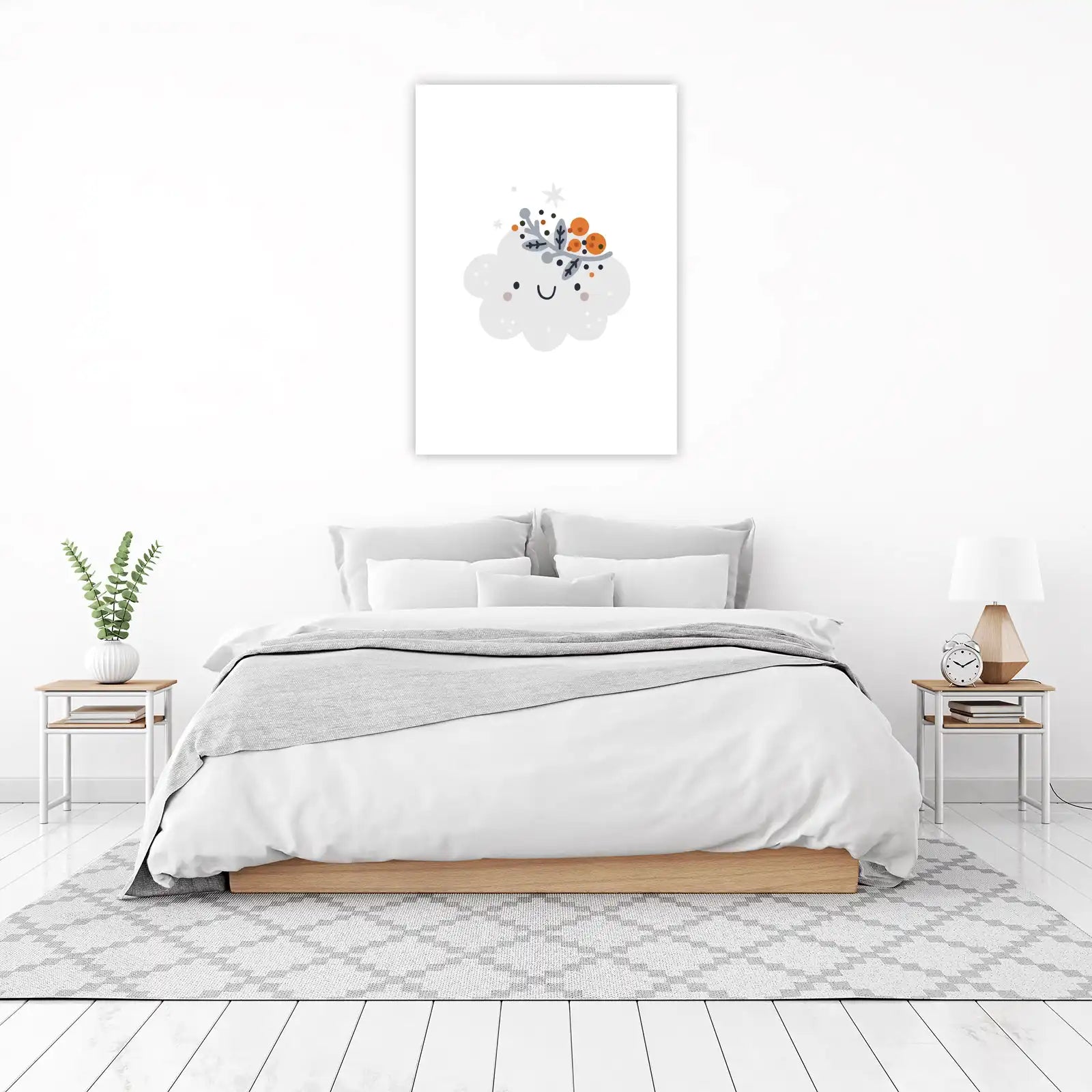 Whimsical Cloud with Berries Wall Art