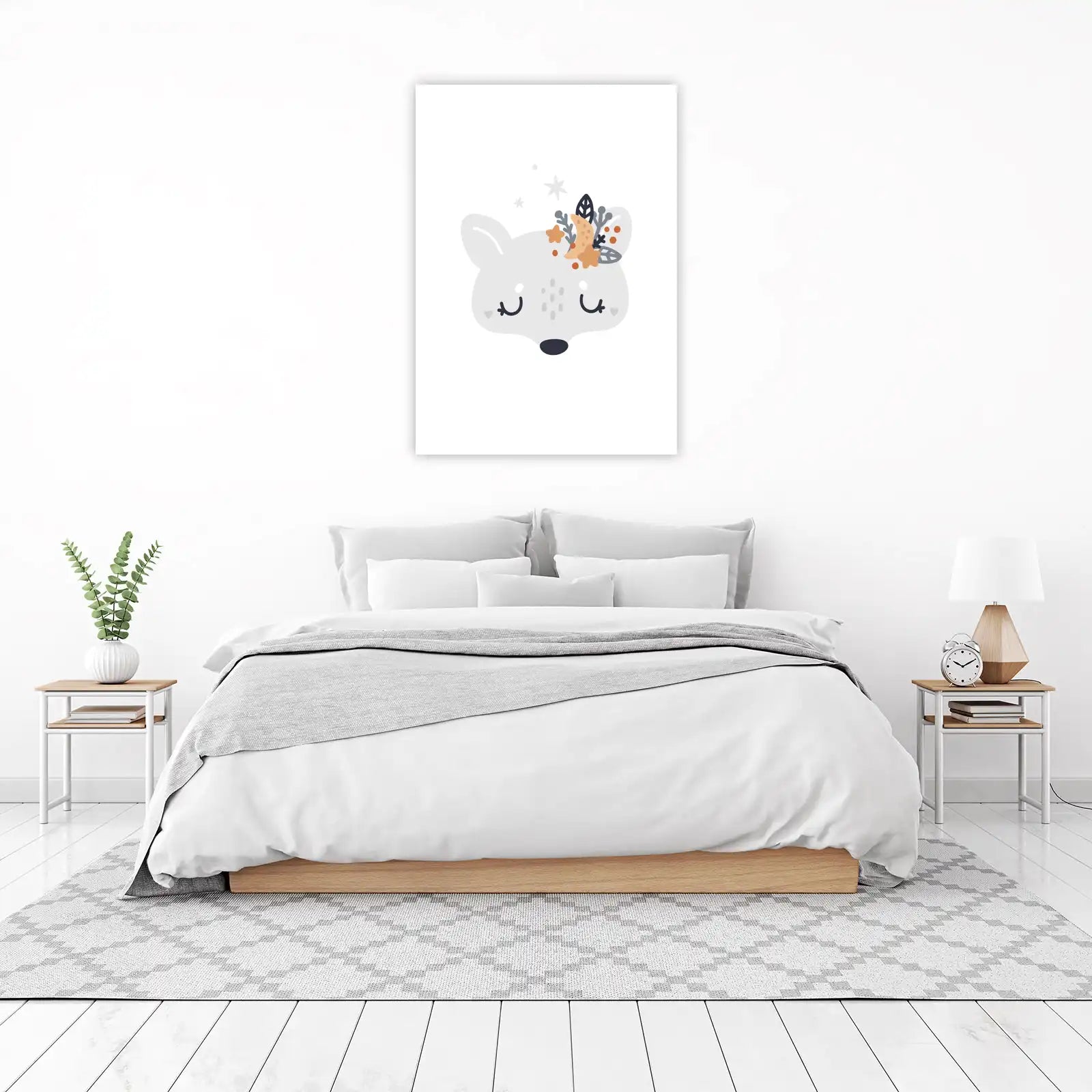 Cute Fox Dreamer Boho Nursery Art Wall Art