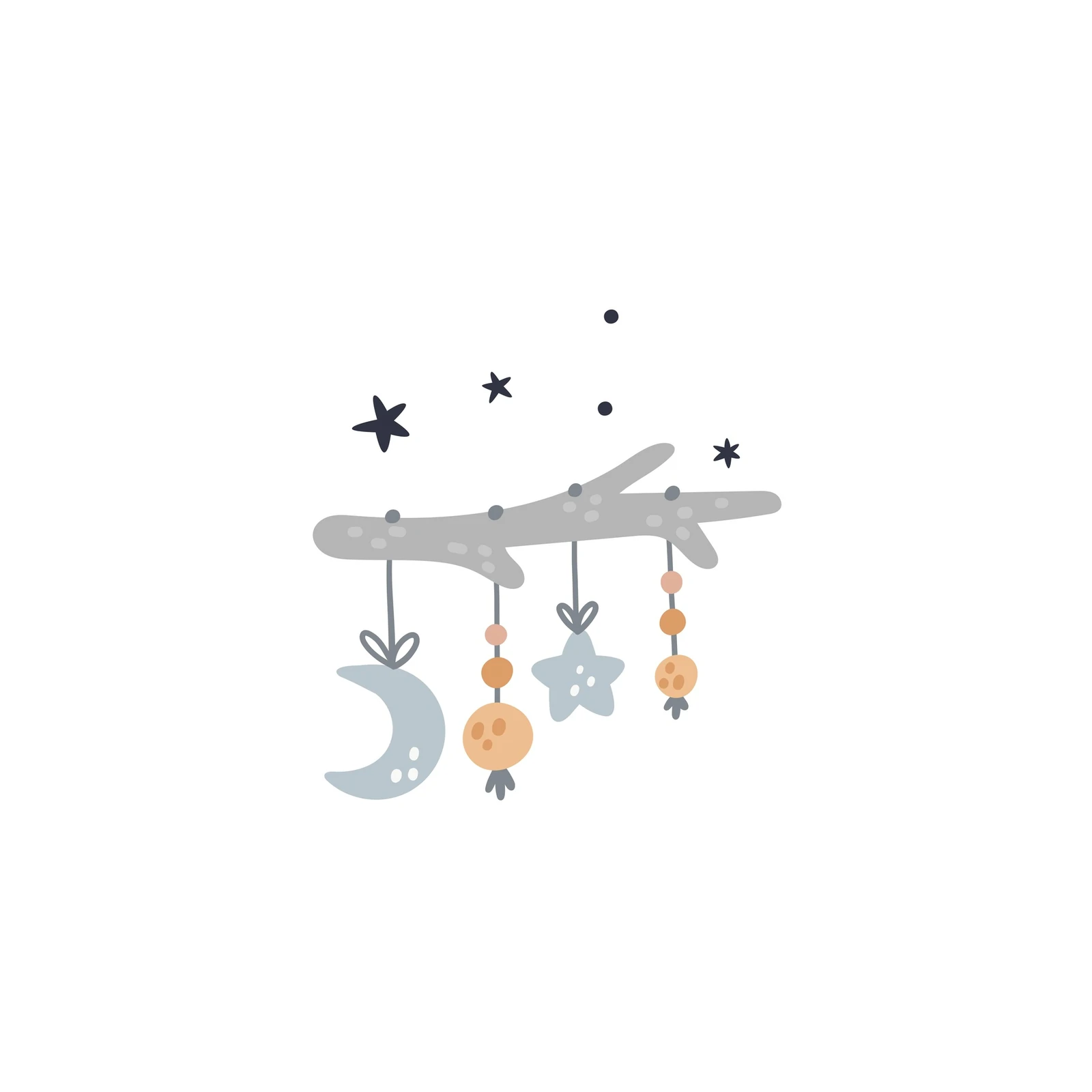Boho Moon & Stars Nursery Mobile Wall Art