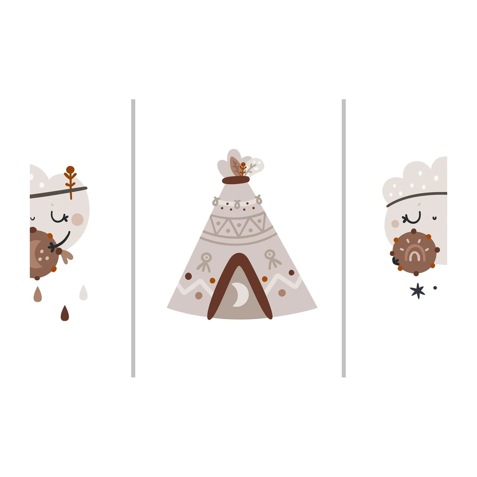 Boho Cloud & Teepee Art: Kids Nursery Wall Art
