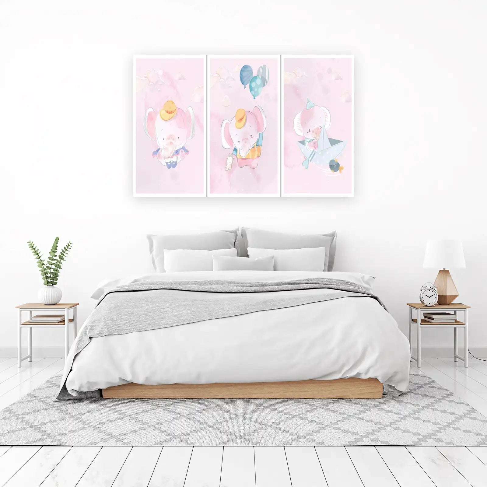 Adorable Elephant Adventure Triptych Wall Art
